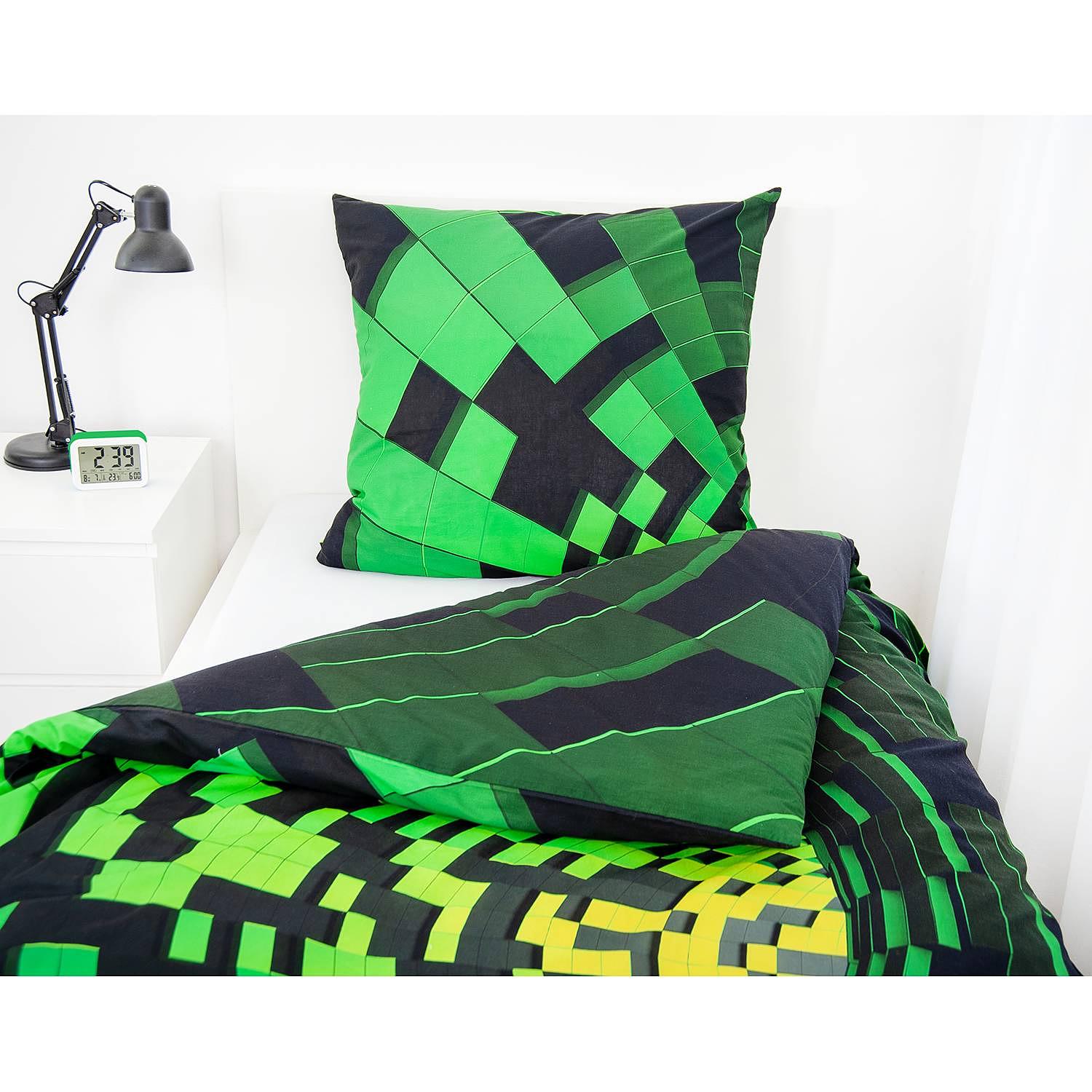 Bettwäsche 3D-Effekt Renforcé Schwarz / Grün 3