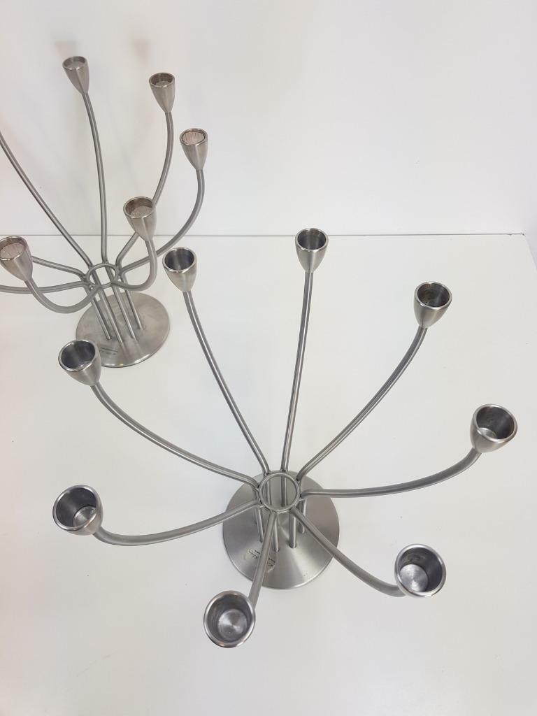 Vintage Kerzenständer Edelstahl Silber 1970er Jahre 4