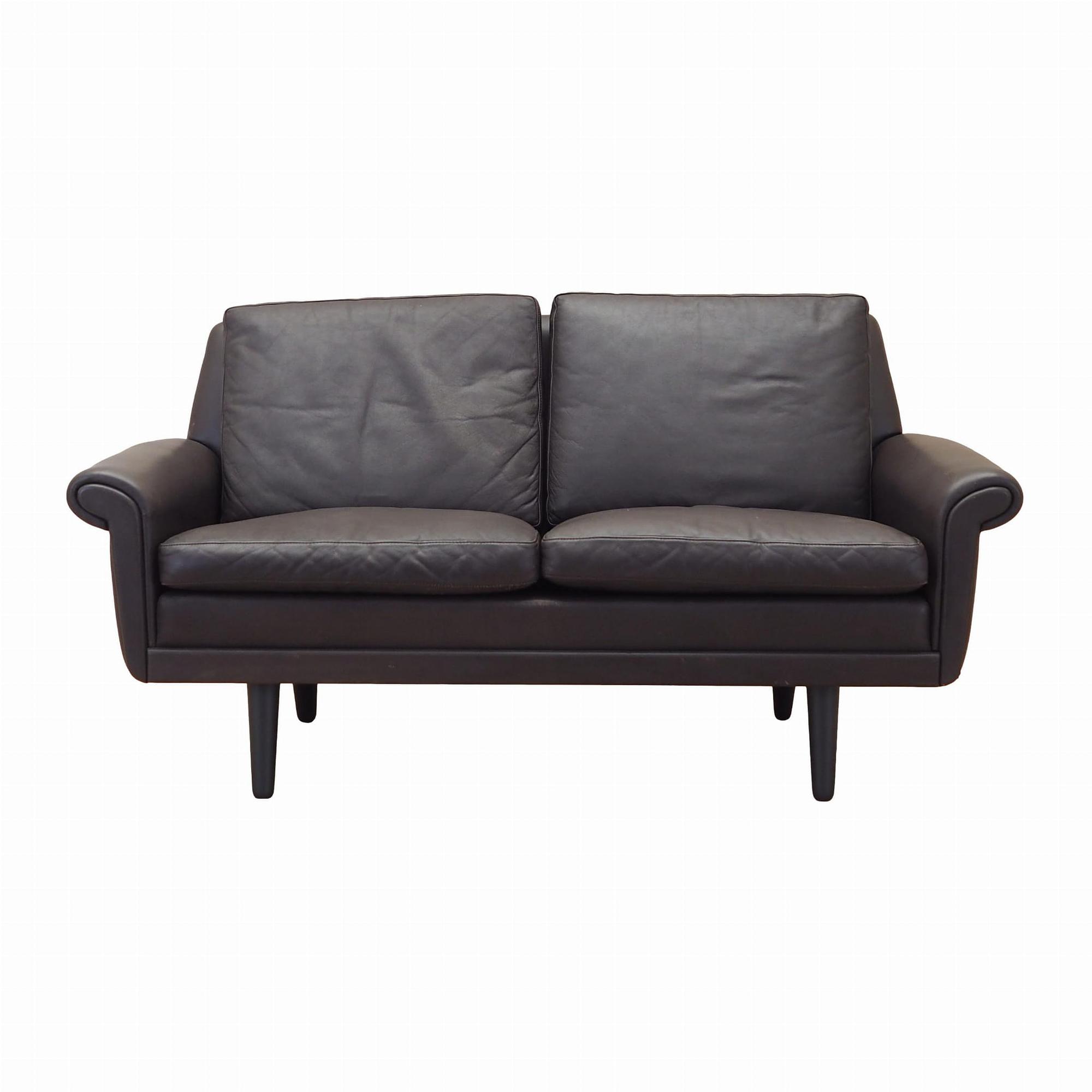 2-seater sofa leather brown 1960s 0