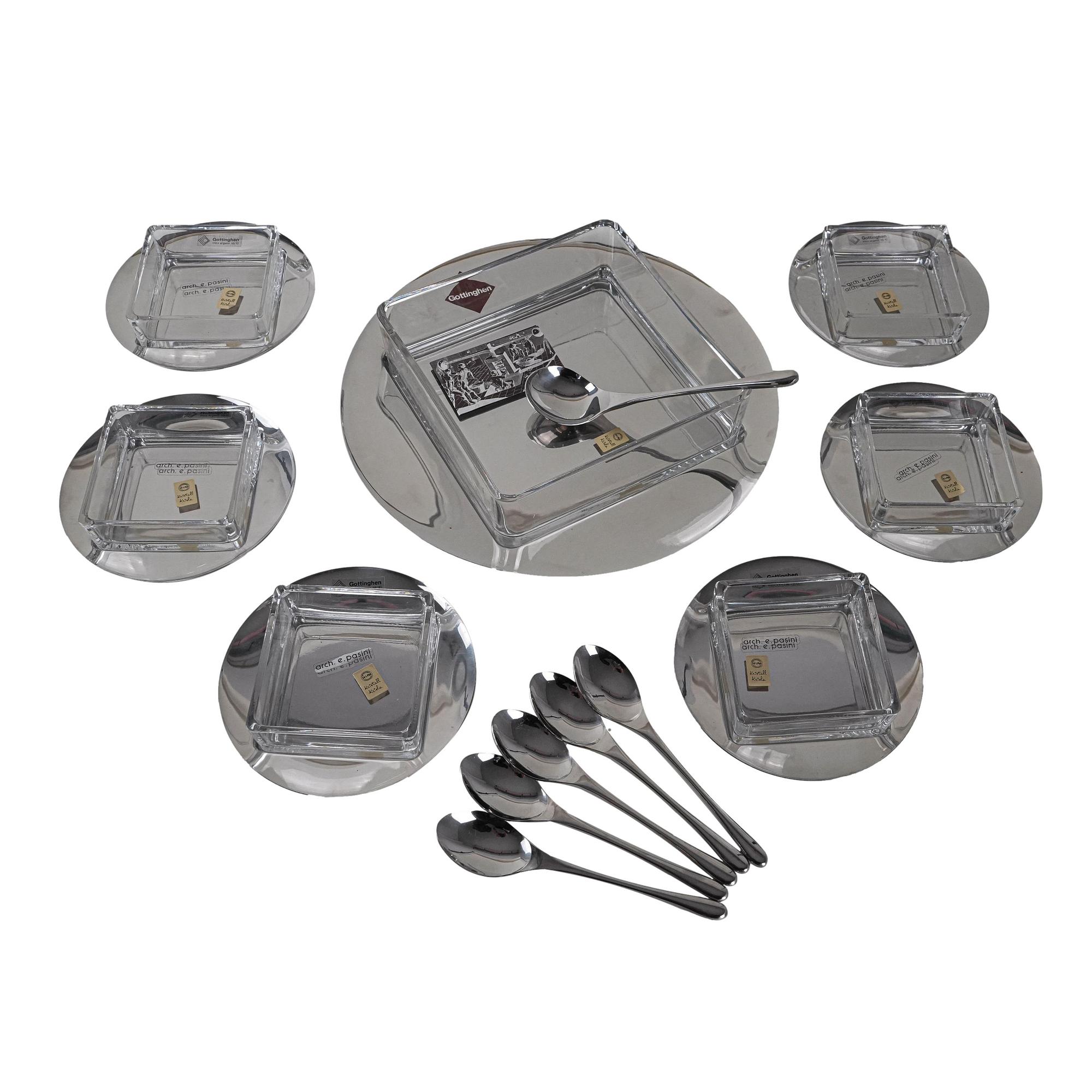 Dessert Set Stainless Steel Silver 1970s 0