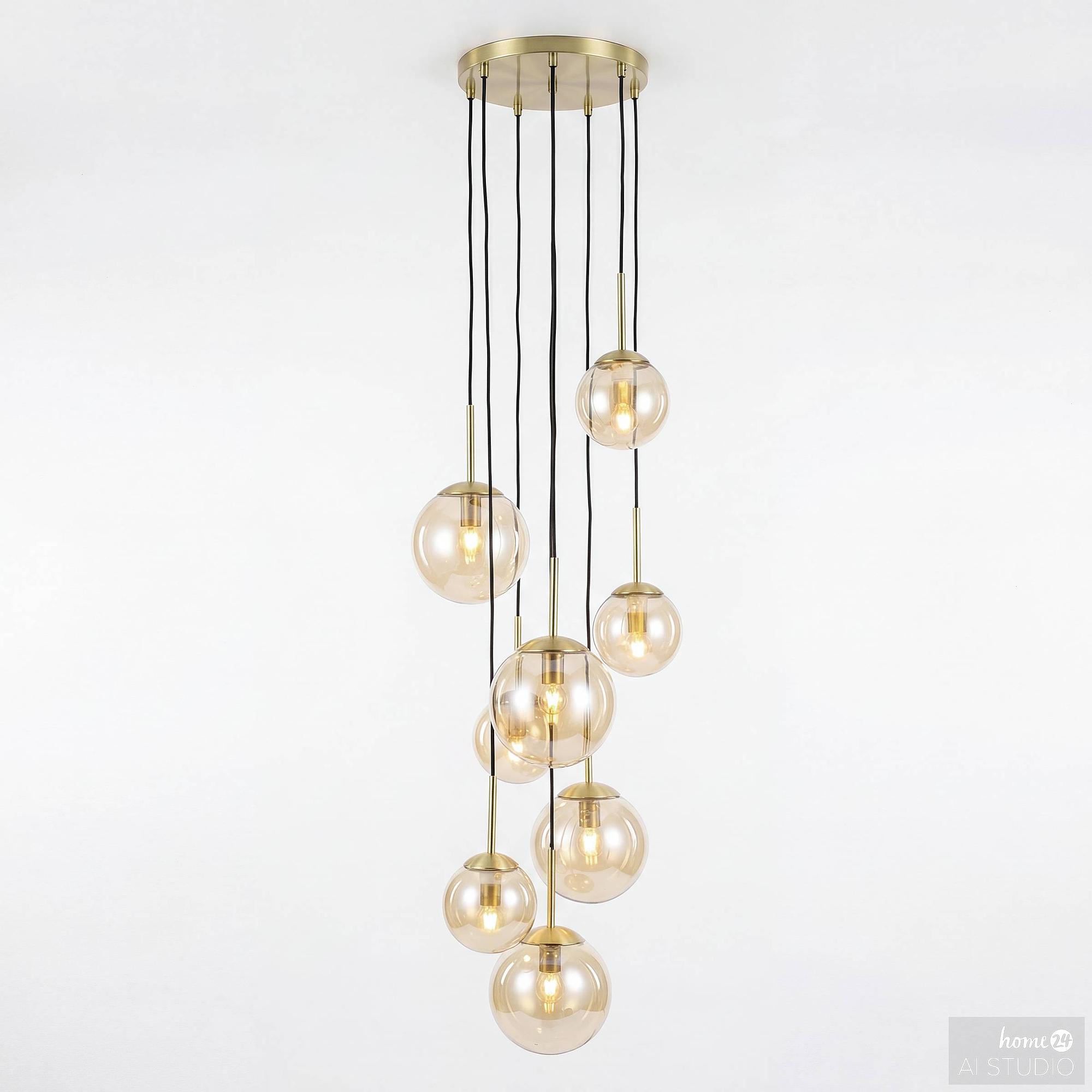 Dimo Pendelleuchte 8-flammig Eisen Farbglas  4