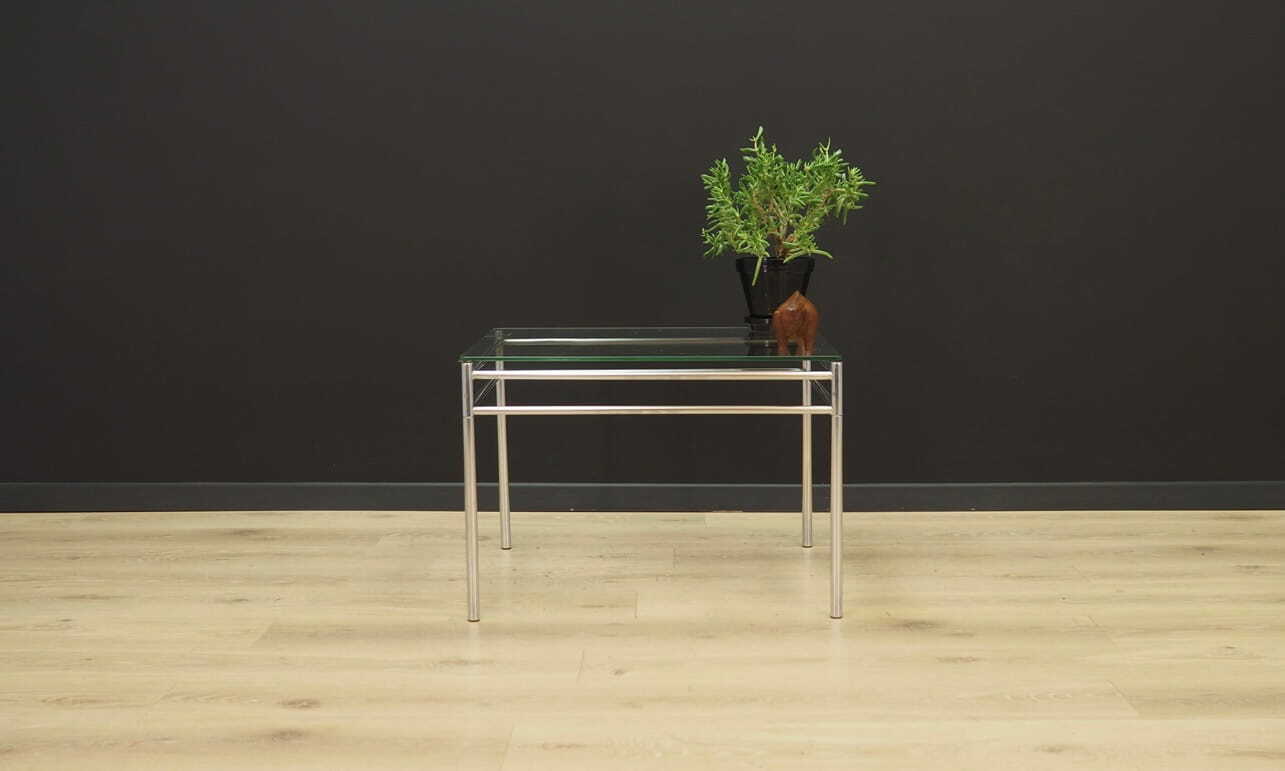 Vintage side table glass metal transparent 1960s 1