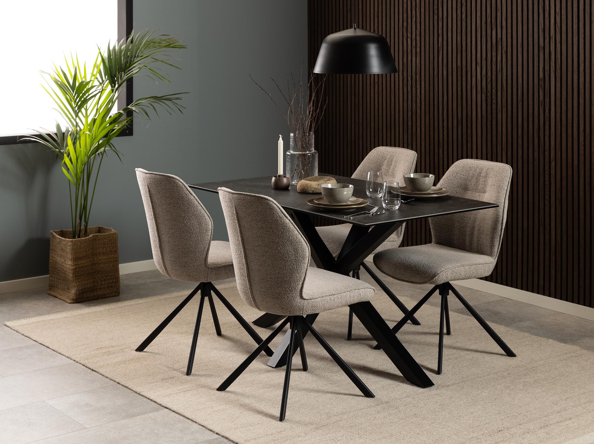 2x Polsterstuhl MORINI Bouclé Stoff Moena: Beige 3