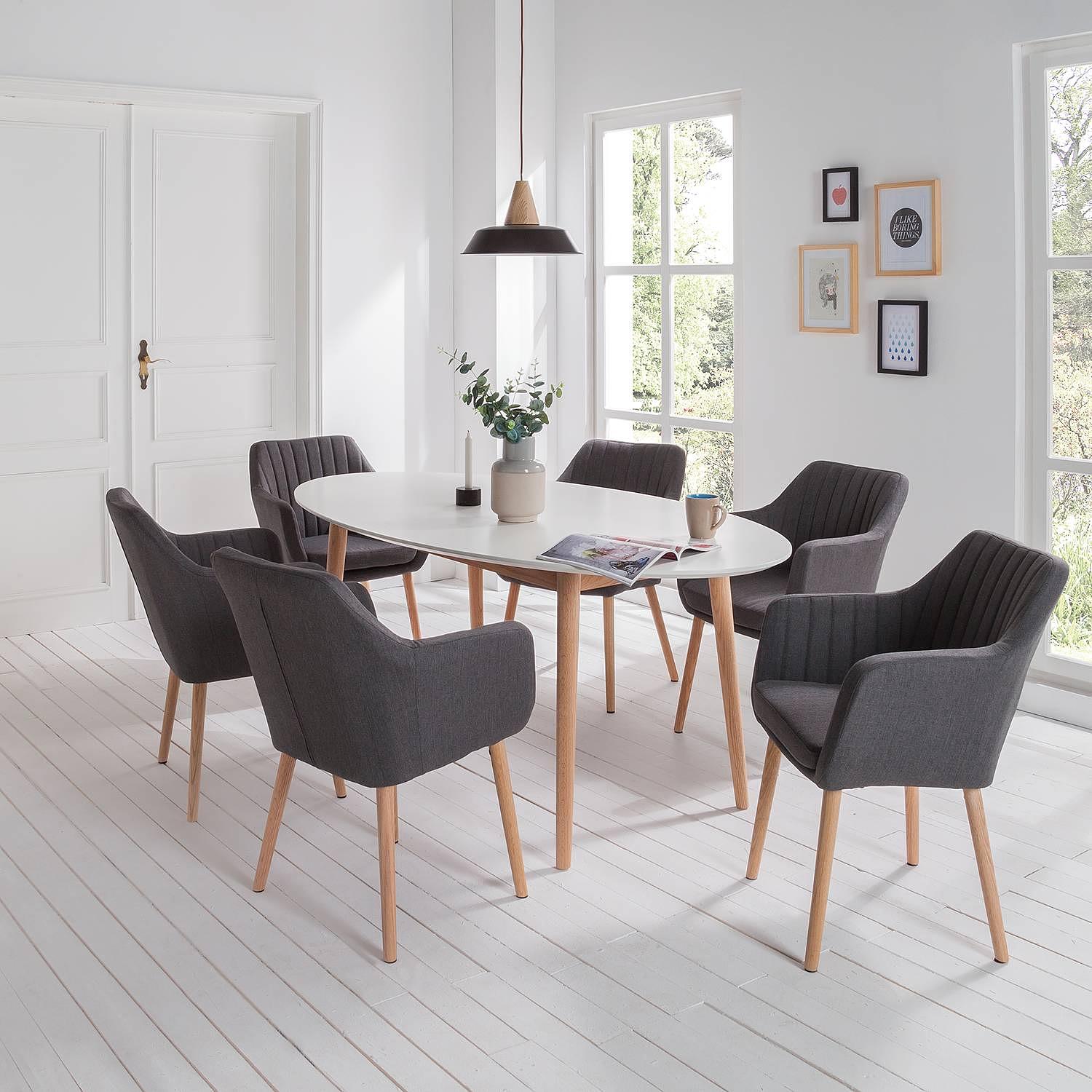 Leedy Armlehnstuhl  Eichenholz Massiv Dunkelgrau 2