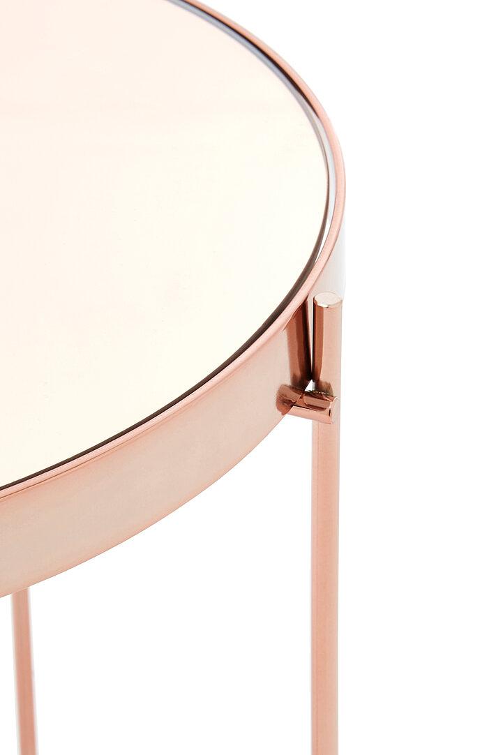 Allure Runder Beistelltisch Metall Spiegelglas Rosa 2