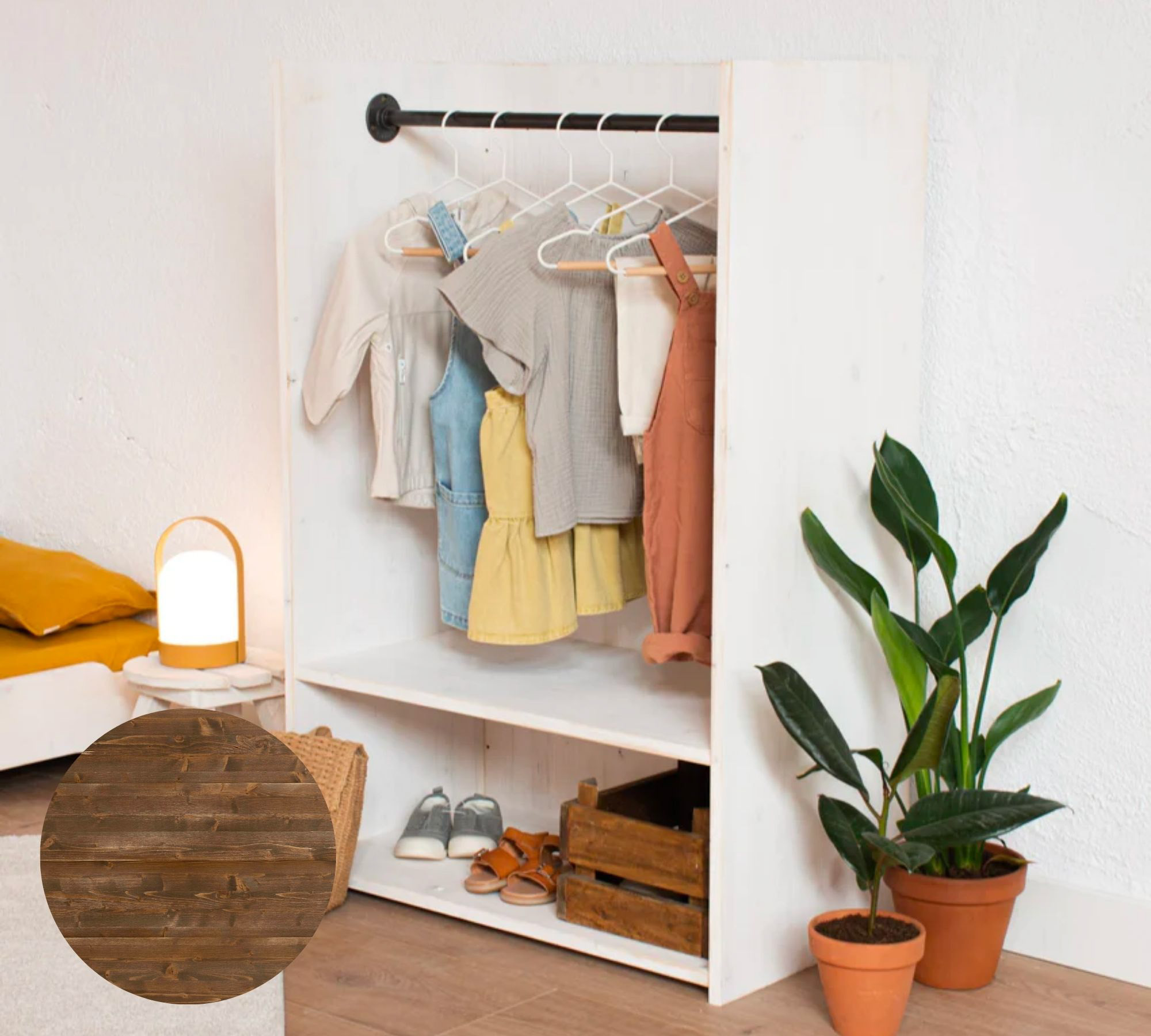 Omer Montessori Schrank Holz Nussbaum Gealtert 0
