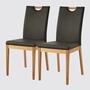 2x Dining chair faux leather with oak accents 0
