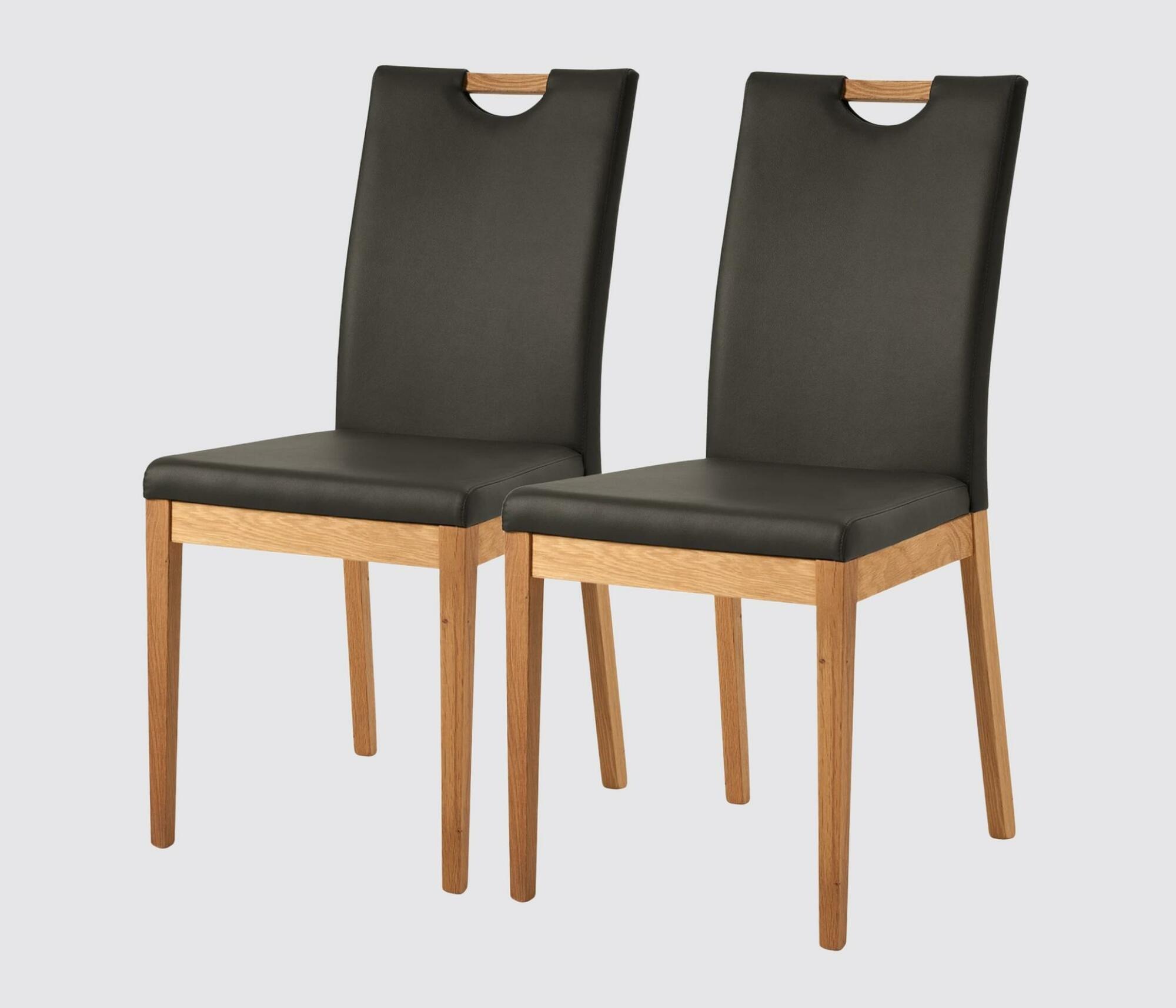 2x Dining chair faux leather with oak accents 0