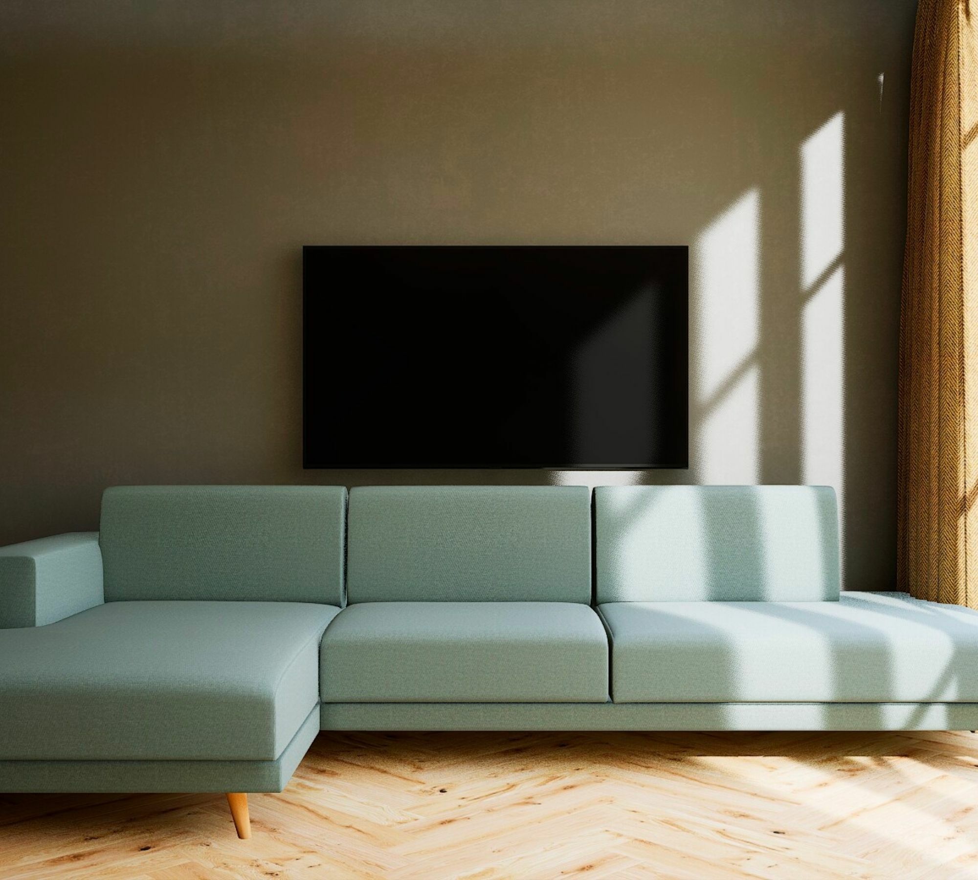 Ecksofa TYME im Scandi Style Récamiere Links Taubenblau 0