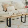 Couchtisch mit massiver Holzplatte Unbehandelte Holzoptik 3
