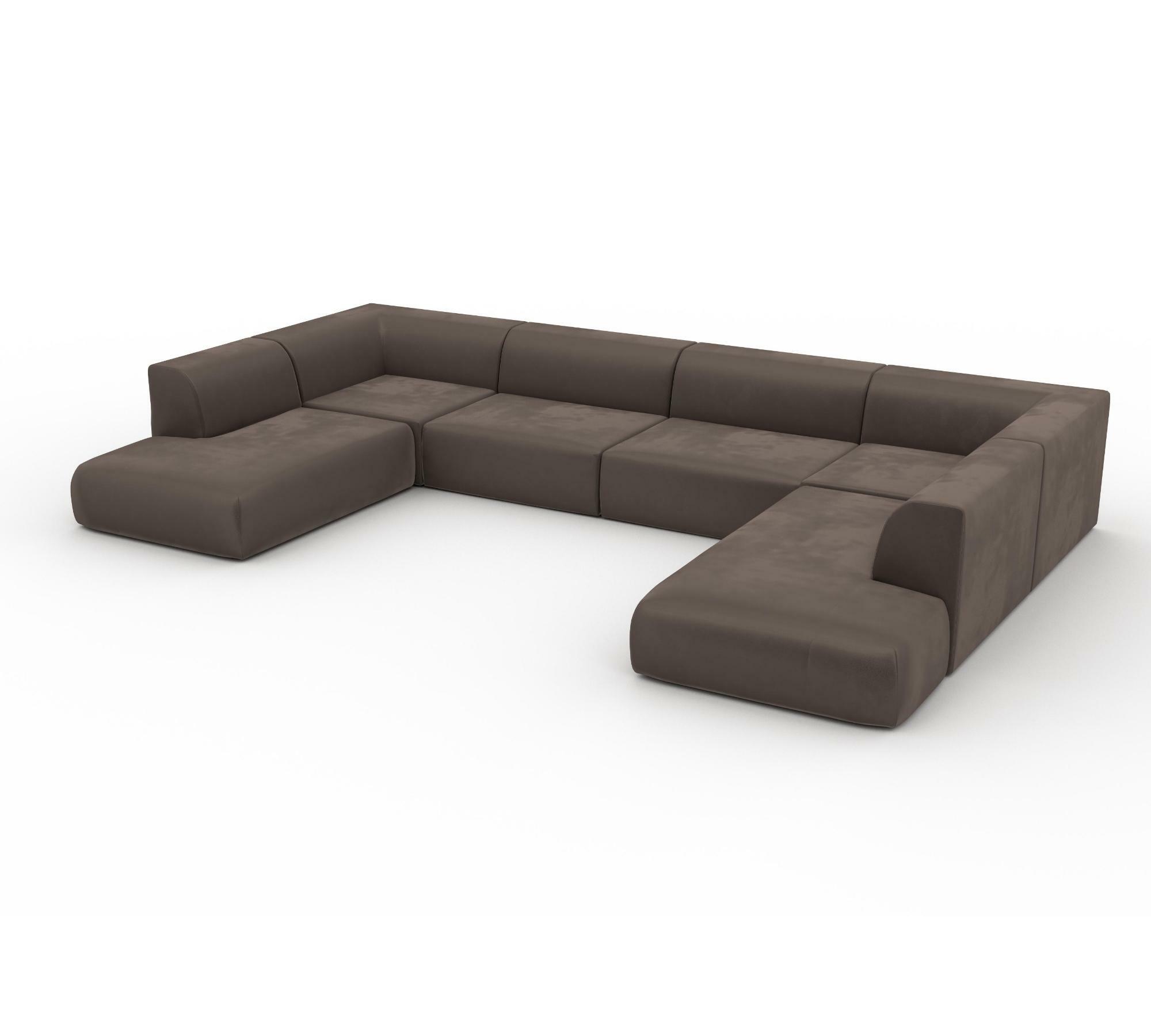 Pyllow Sofalandschaft Samt Taupe Grau 1