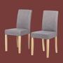 Upholstered chair Nella II linen fabric grey set of 2 0