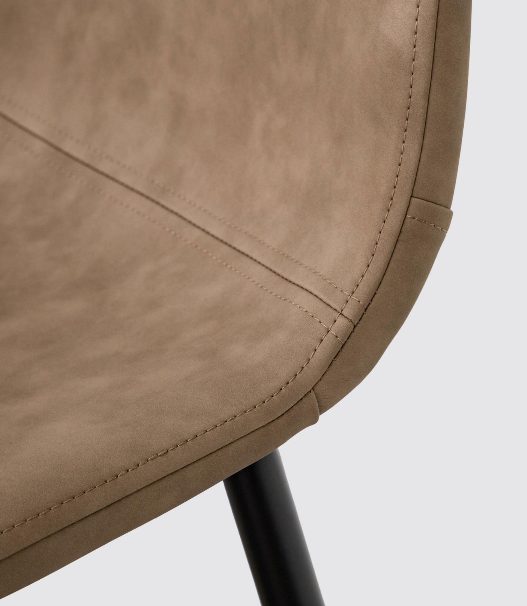 2x Upholstered chair with slender legs faux leather brown 3