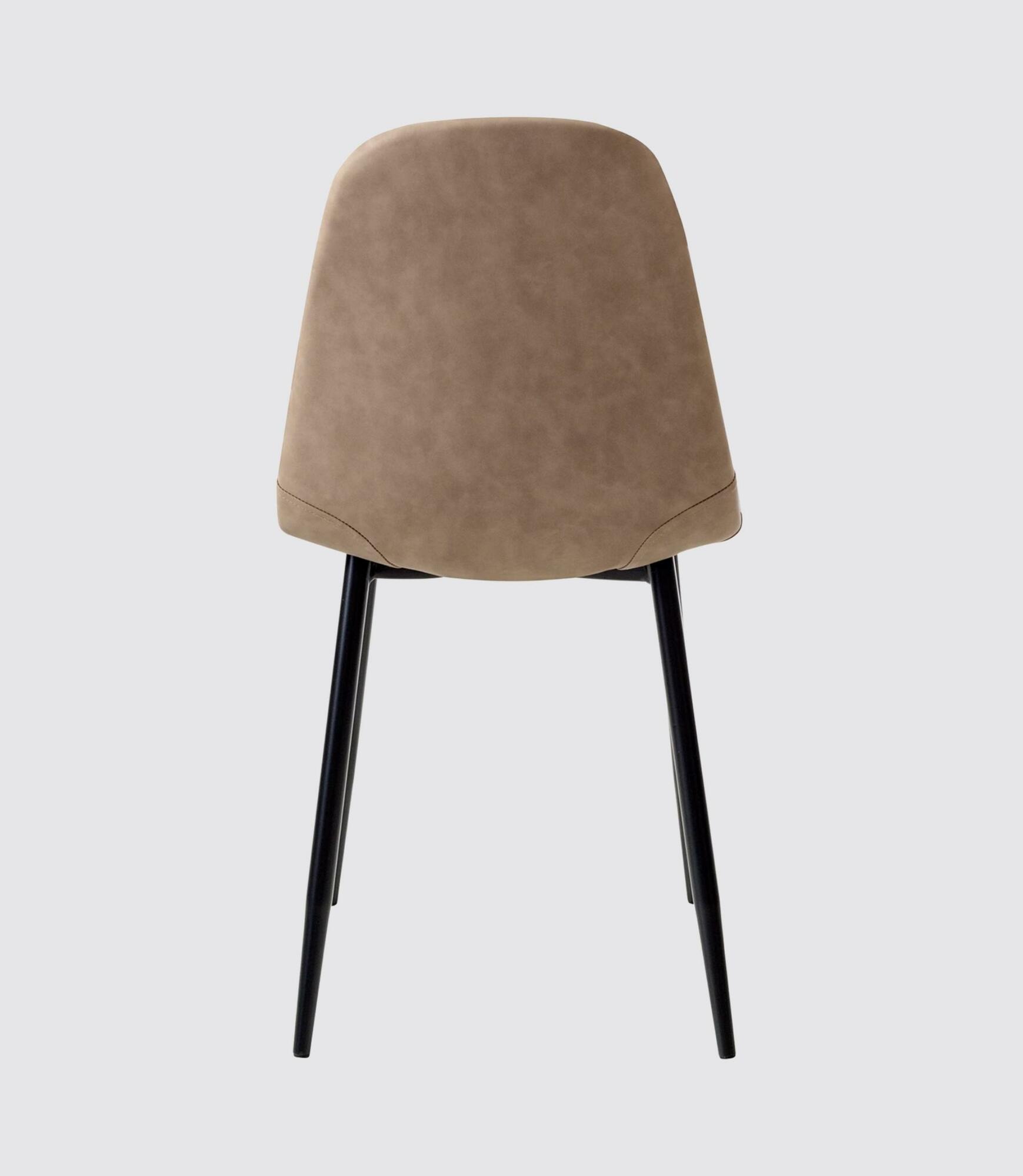 2x Upholstered chair with slender legs faux leather brown 4