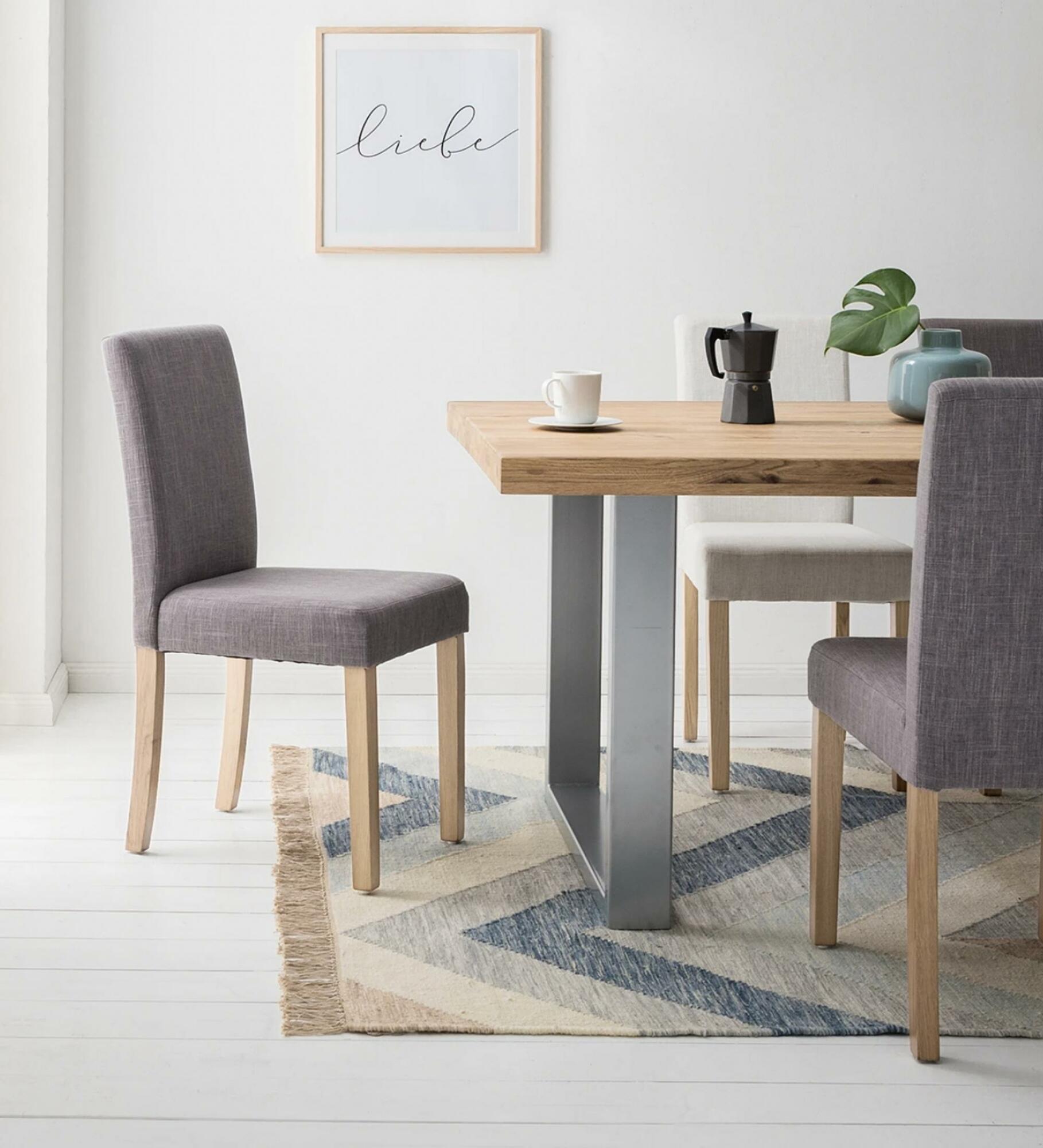 Upholstered chair Nella II linen fabric grey set of 2 5