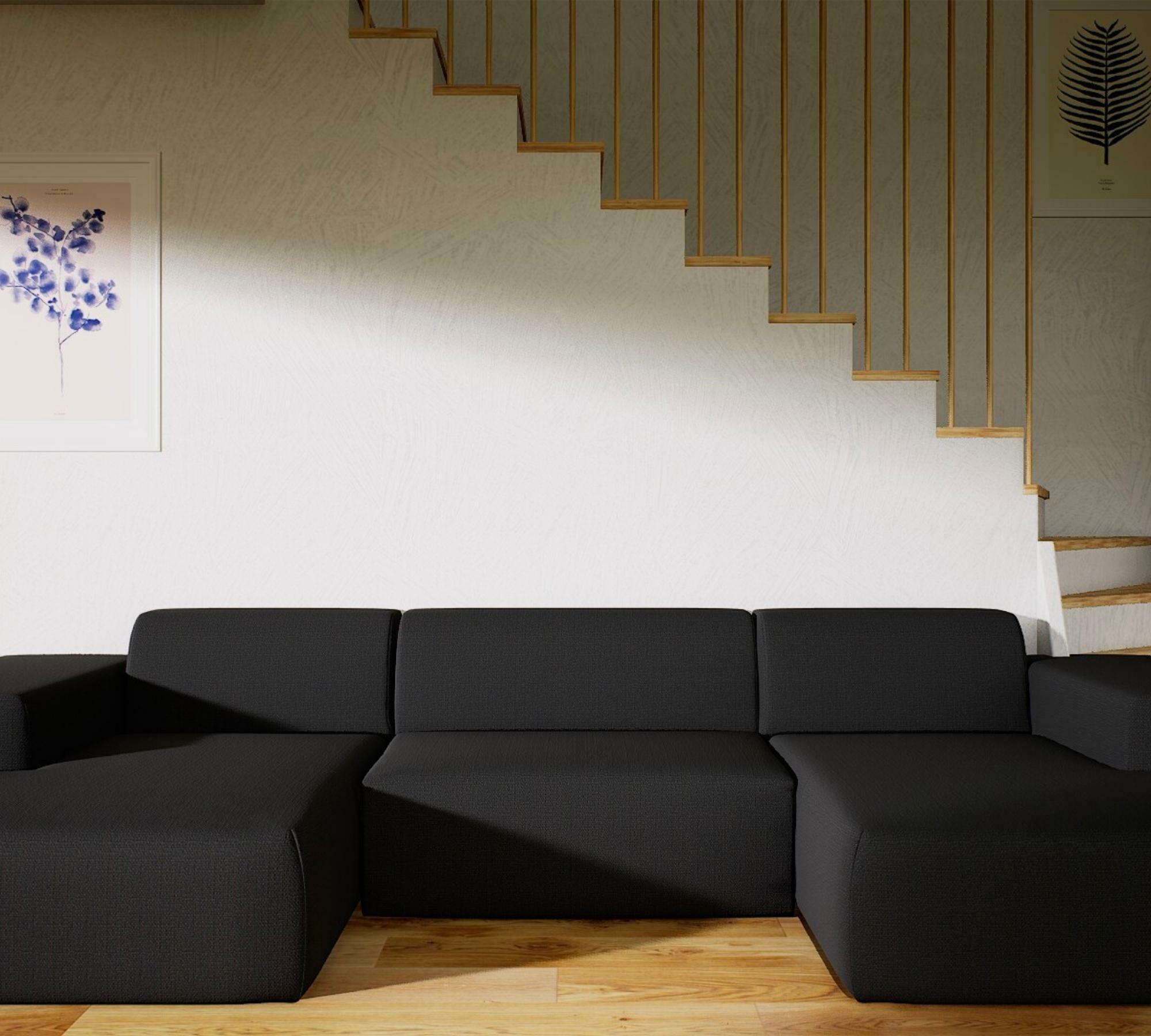 Großes Sofa U-Form PYLLOW Nachtschwarz 0