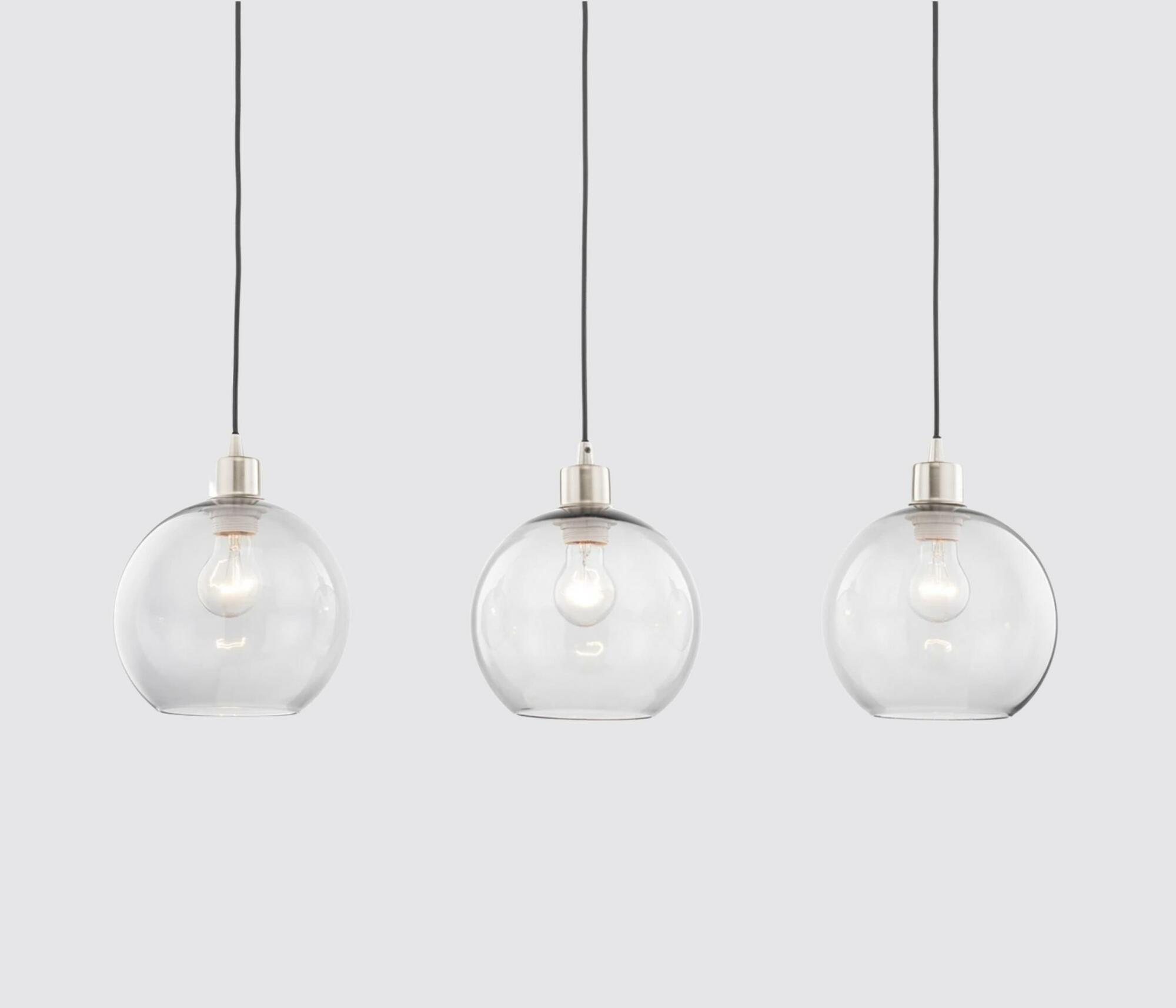 Pendant lamp Elven II Iron / Glass 3-lamp 1