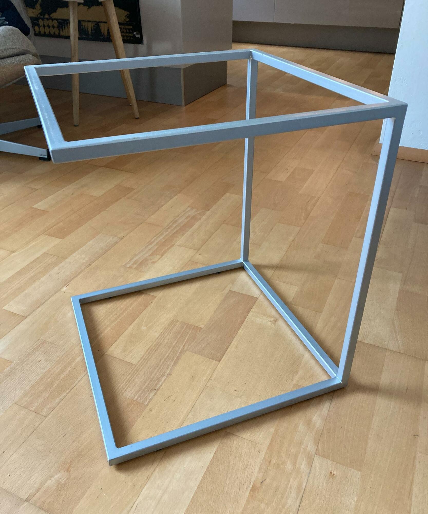 Beistelltisch Pizzo 40 aus Edellstahl und Holz Weiß 3