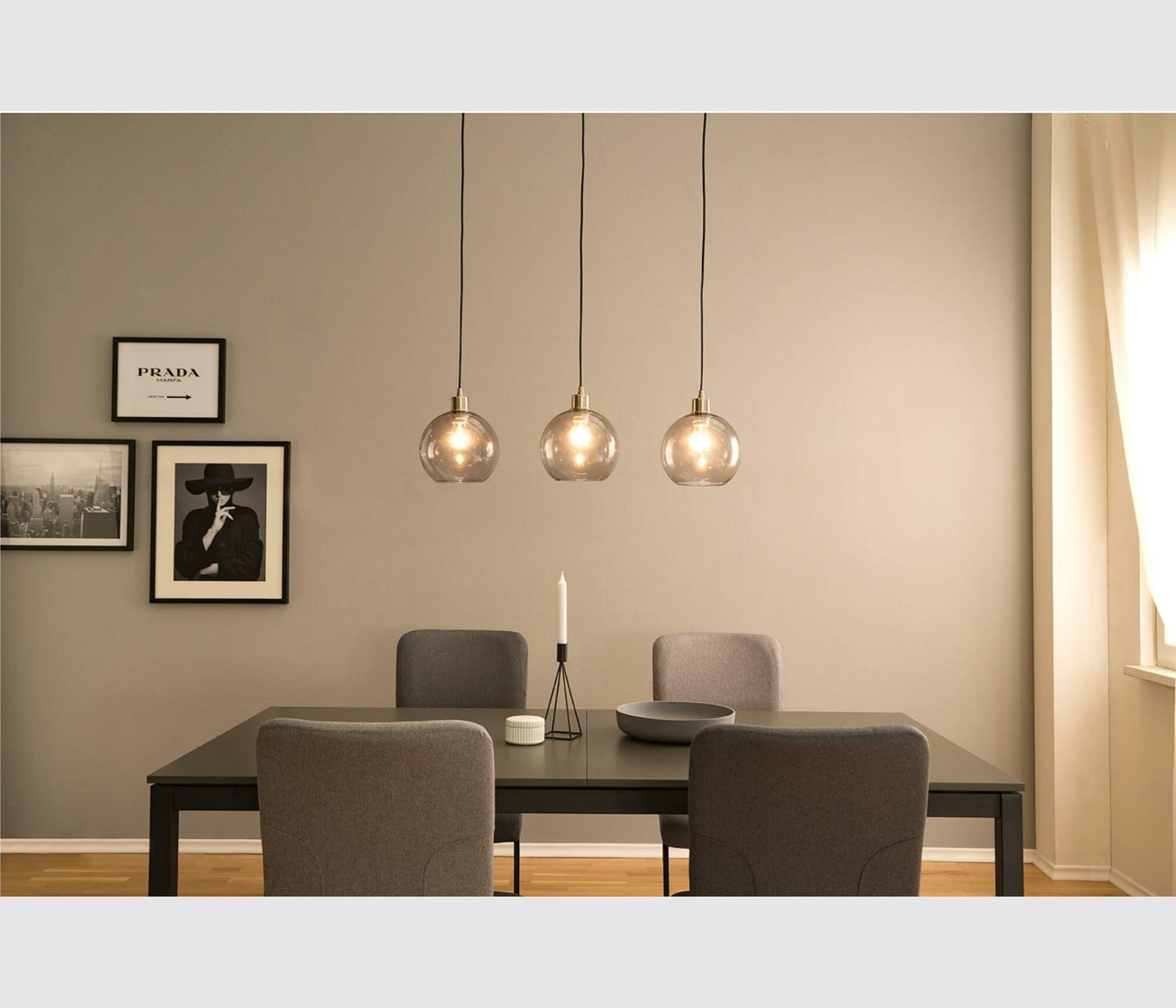 Pendant lamp Elven II Iron / Glass 3-lamp 7