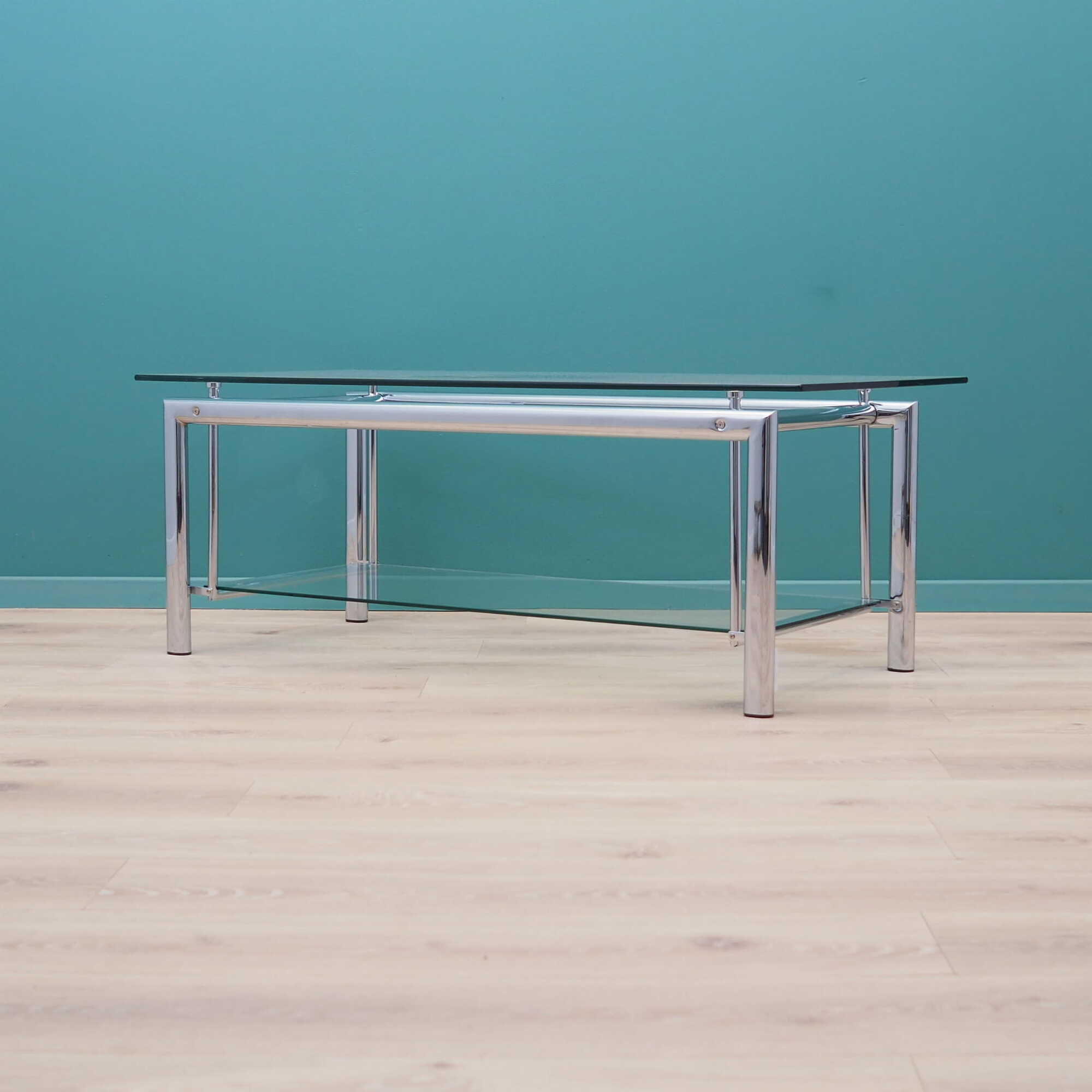 Vintage Coffee Table Glass Metal Transparent 1970s 1