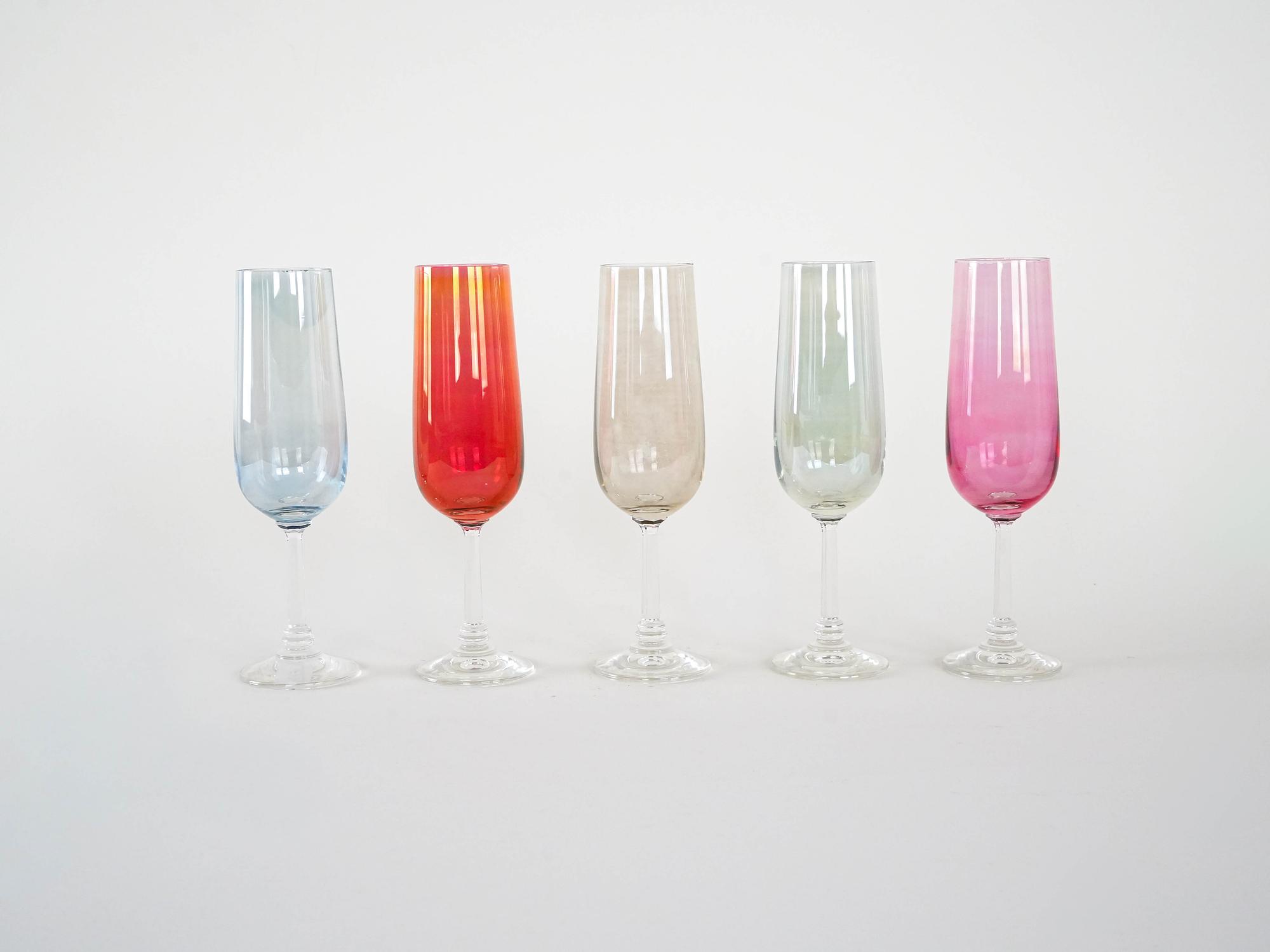 Wine Glass Set Multicolored 1960s 3