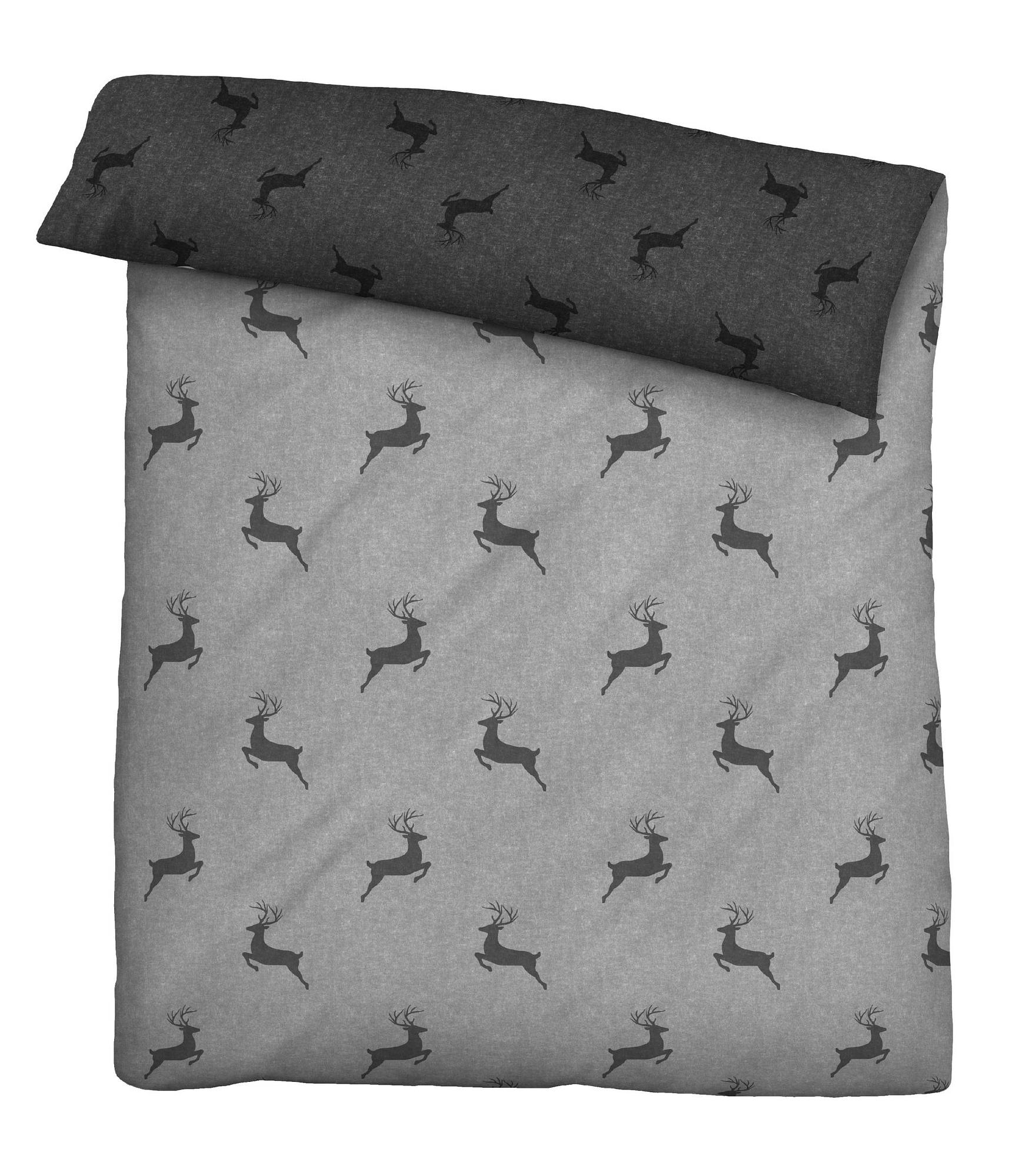 Rosin Bettwäsche-Set Melange-Flanell Grau 135x200cm 4