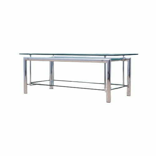 Vintage Coffee Table Glass Metal Transparent 1970s 0