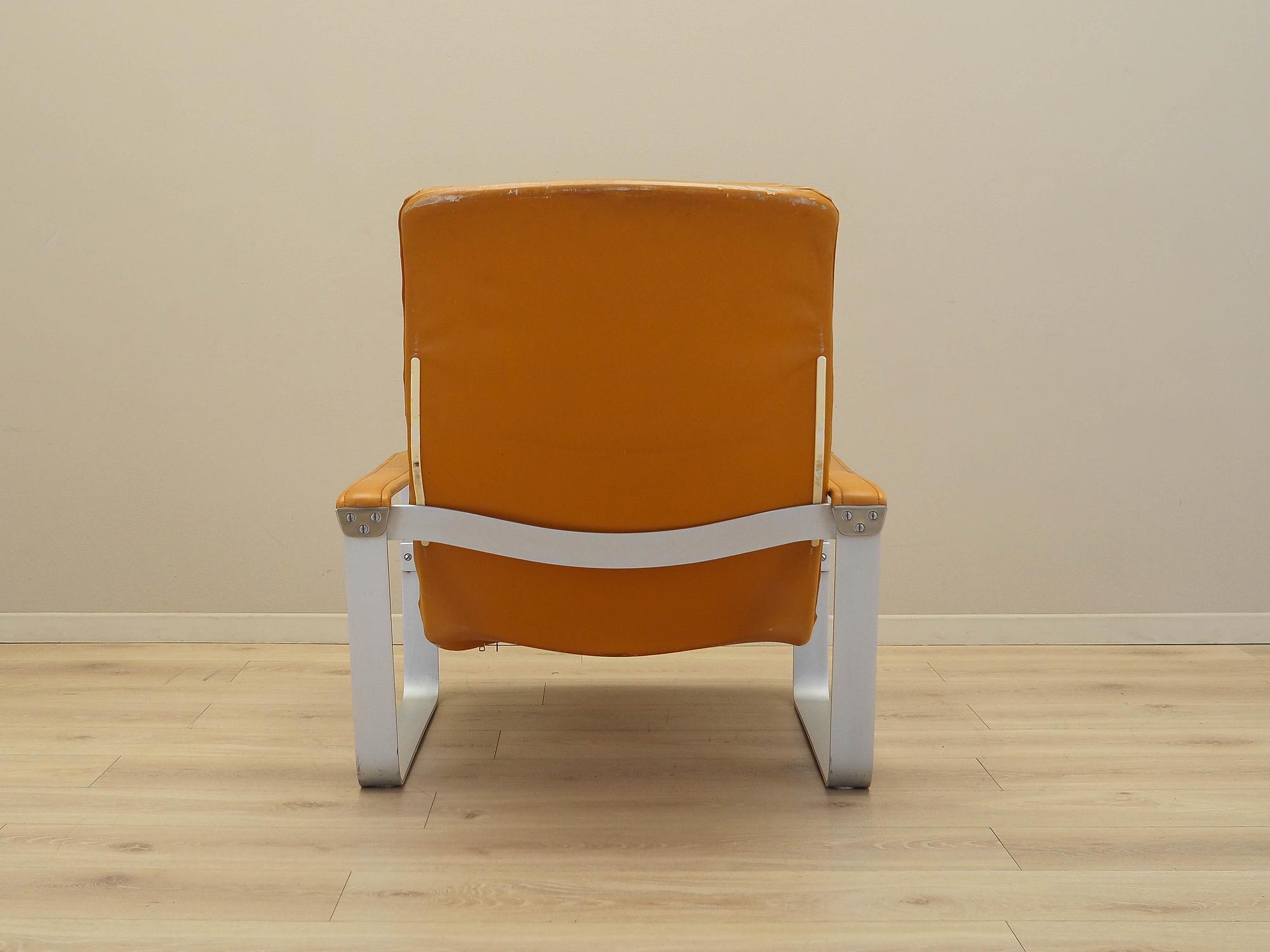 Lounge Chair Metal Leather Orange 1960s 5