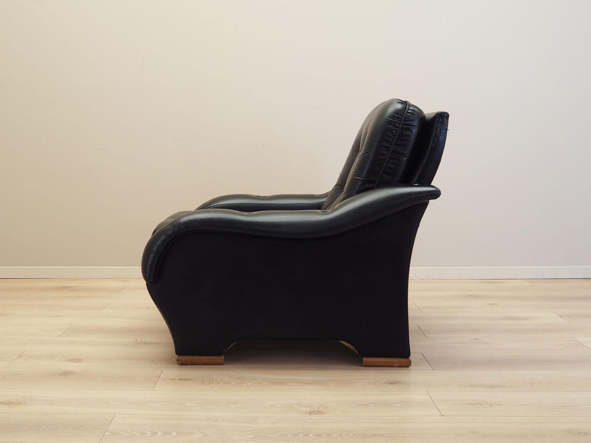 Armchair Faux Leather Black 1980s 6