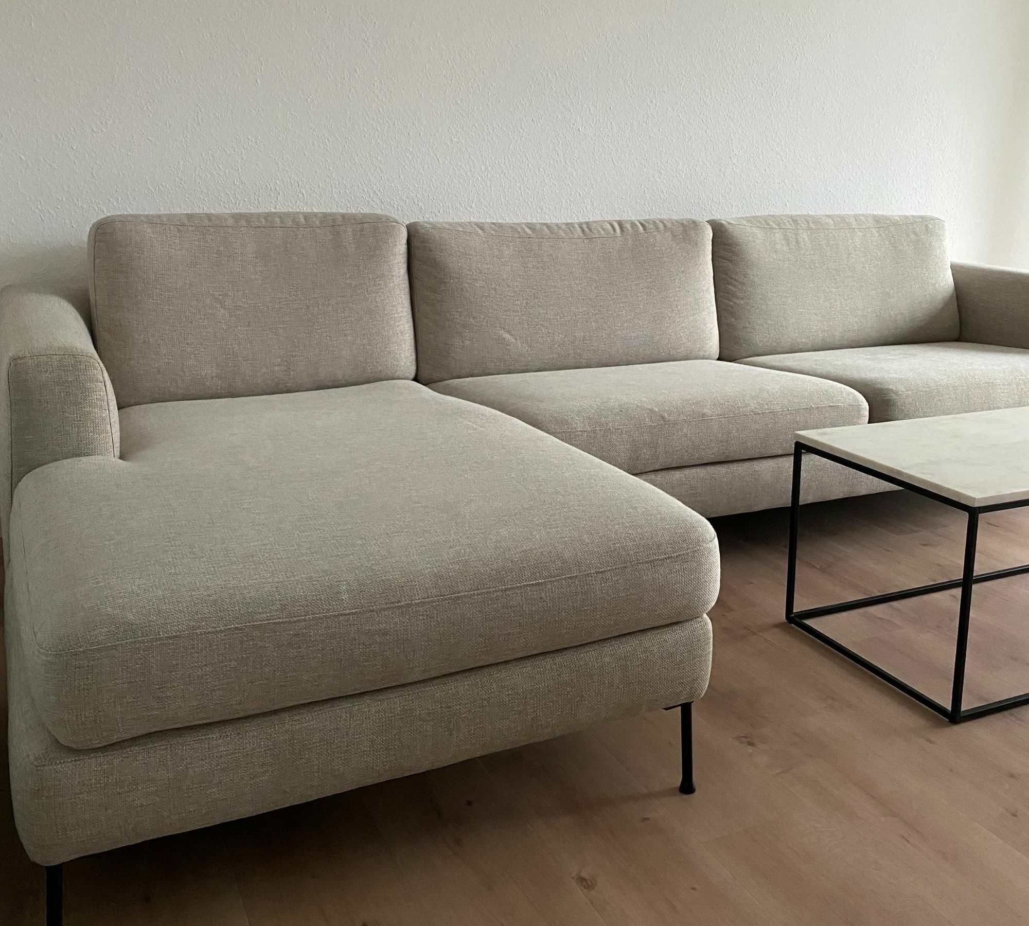 Cucita Sofa 4-Sitzer Récamiere Links Webstoff Grau 1