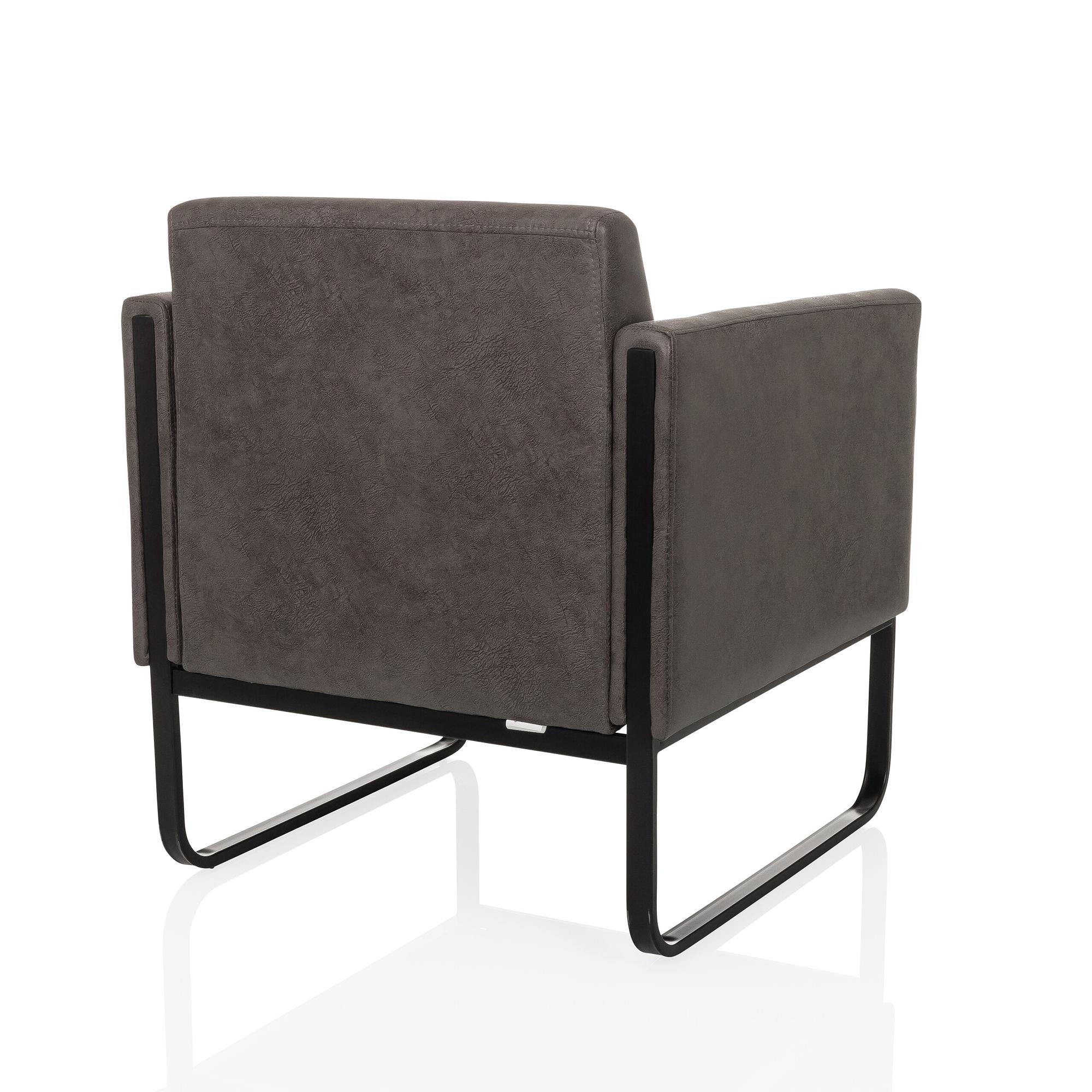 Aruba Retro Loungesessel Kunstleder Grau 7