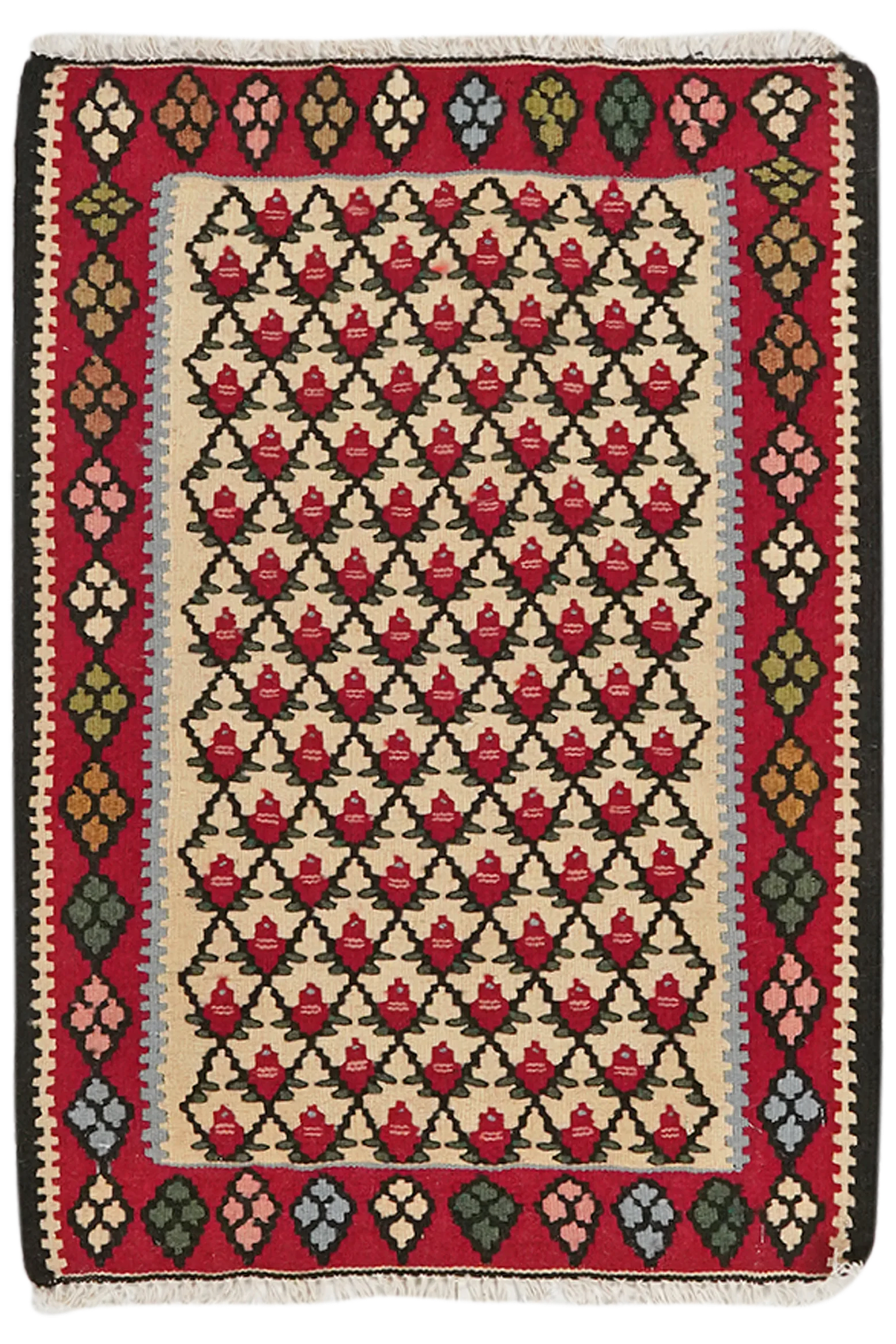 Kilim Senneh Teppich Braun 0