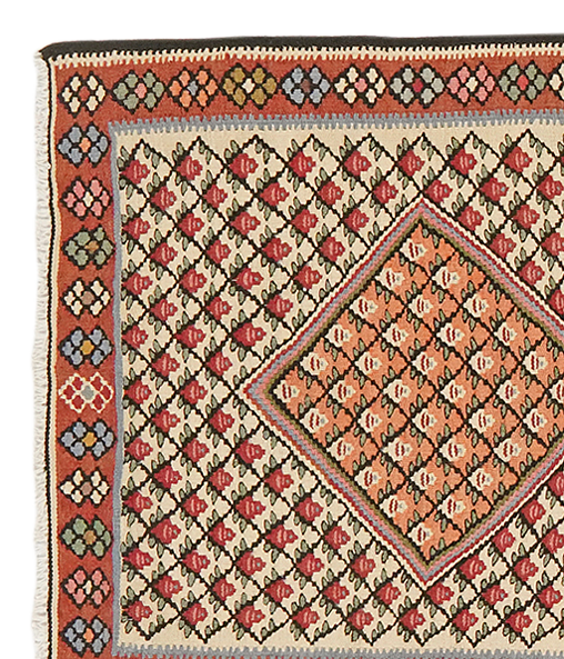 Kilim Senneh Teppich Braun 1
