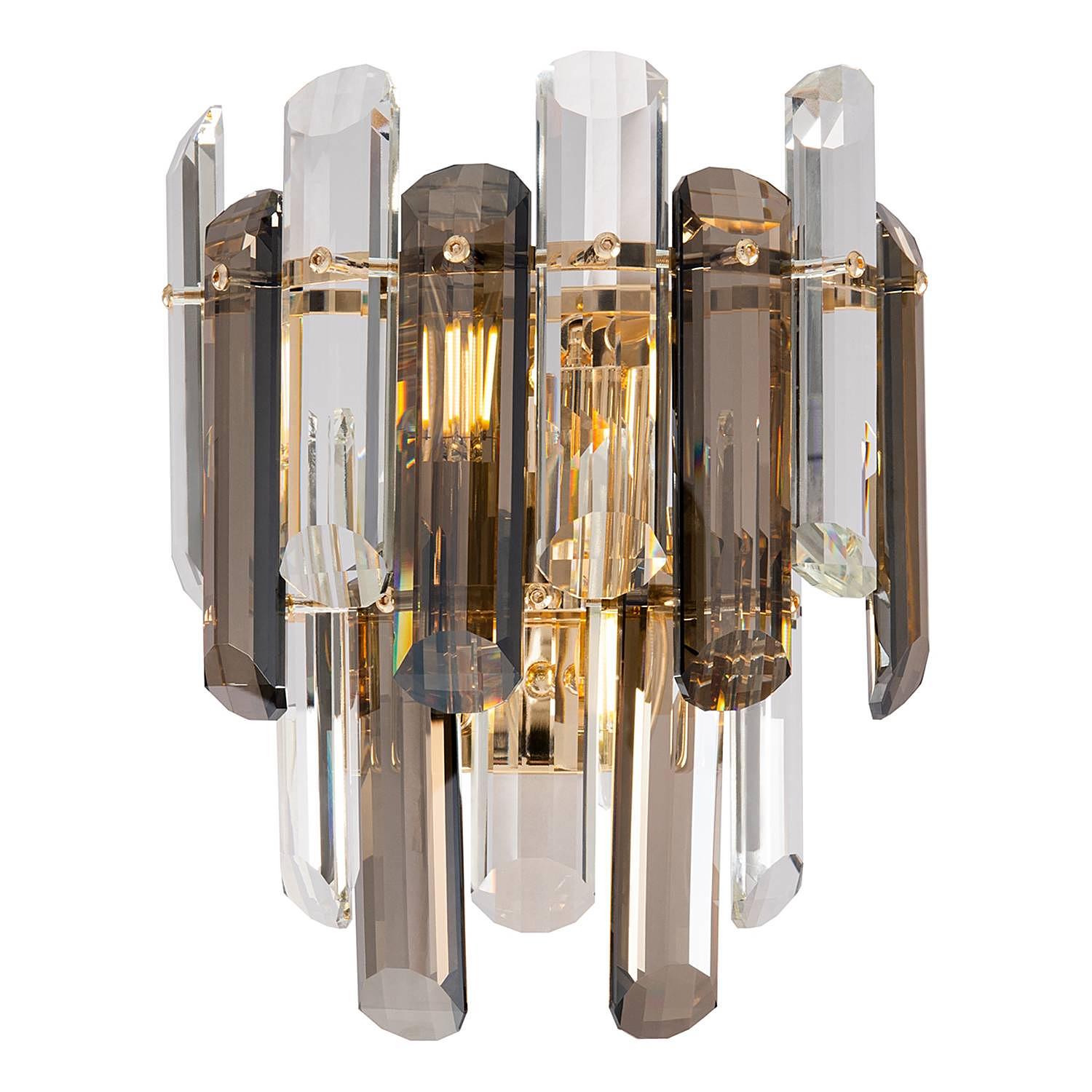 2-Flammig Flare Wandleuchte Kristallglas Mischmetall  3