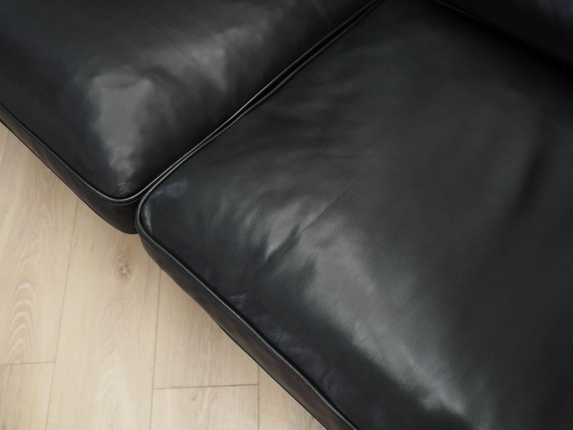 Sofa Leder Schwarz 1970er Jahre  10