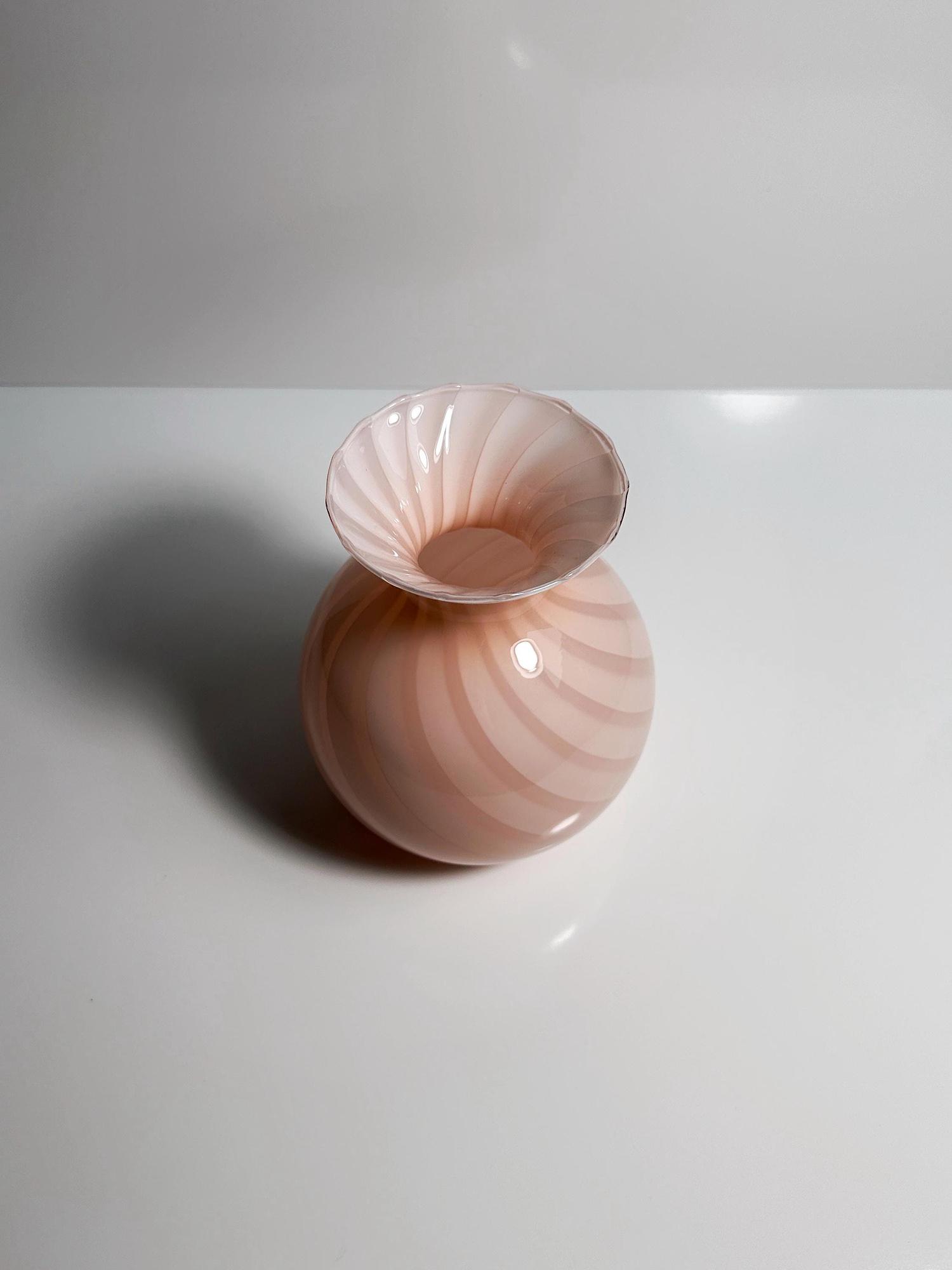Vintage Vase Muranoglas Rosa 1950er Jahre 1