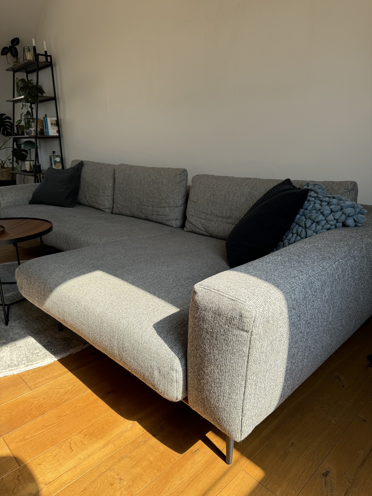 Sofa Récamiere Rechts Textil Holz Grau 3