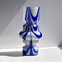 Vintage Carlo Moretti Vase Blau Weiß 1970er Jahre 1