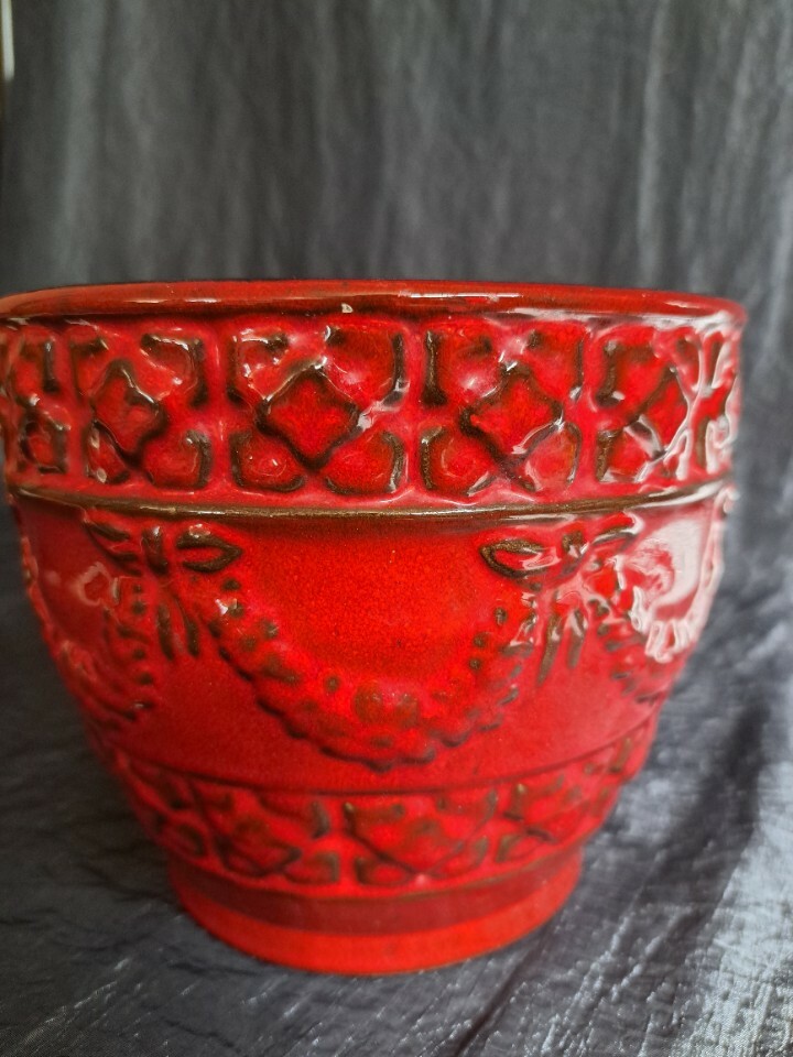 Vintage Blumentopf Keramik Rot 1