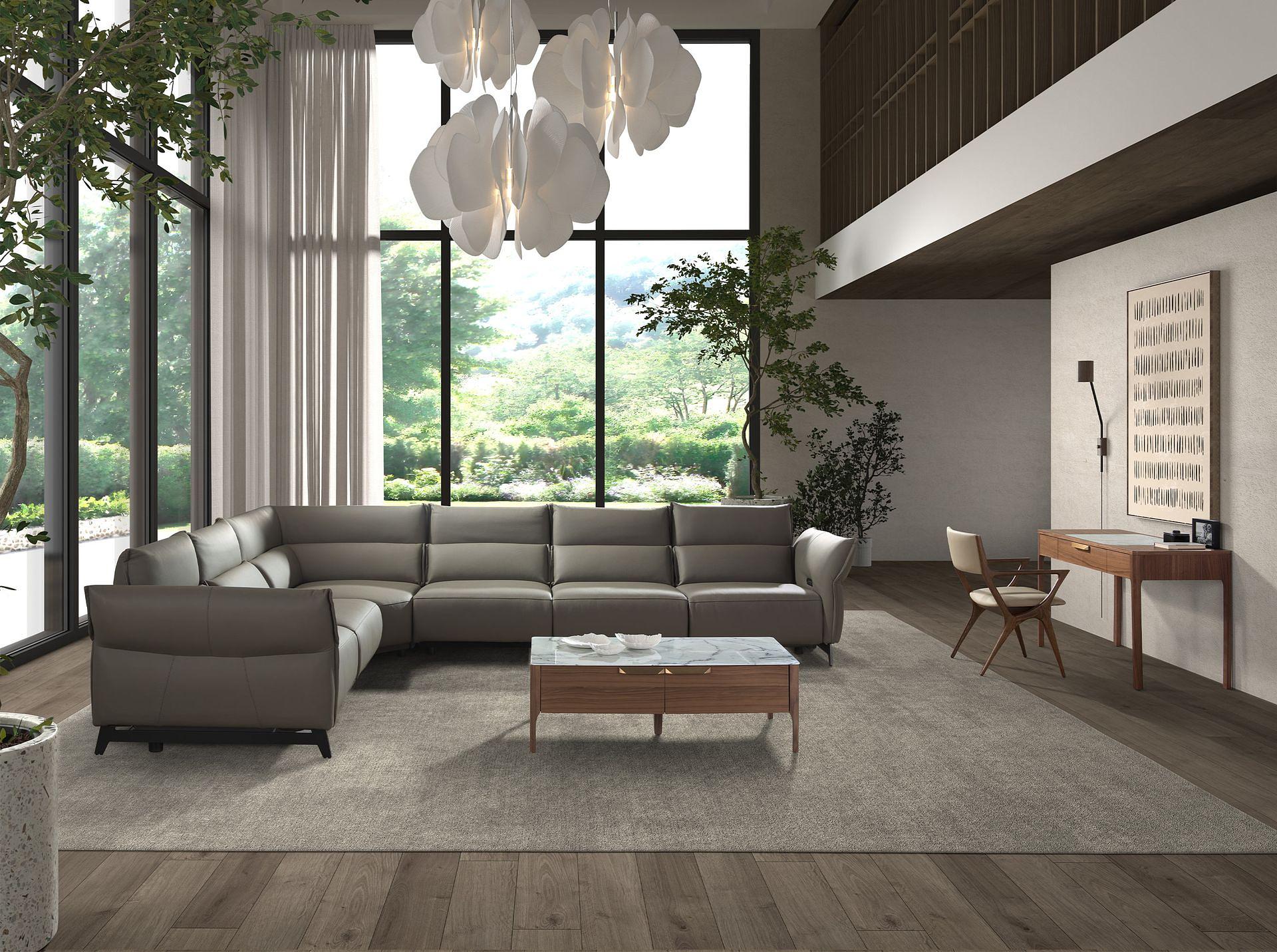 Rectangular coffee table Walnut wood Marble look 3