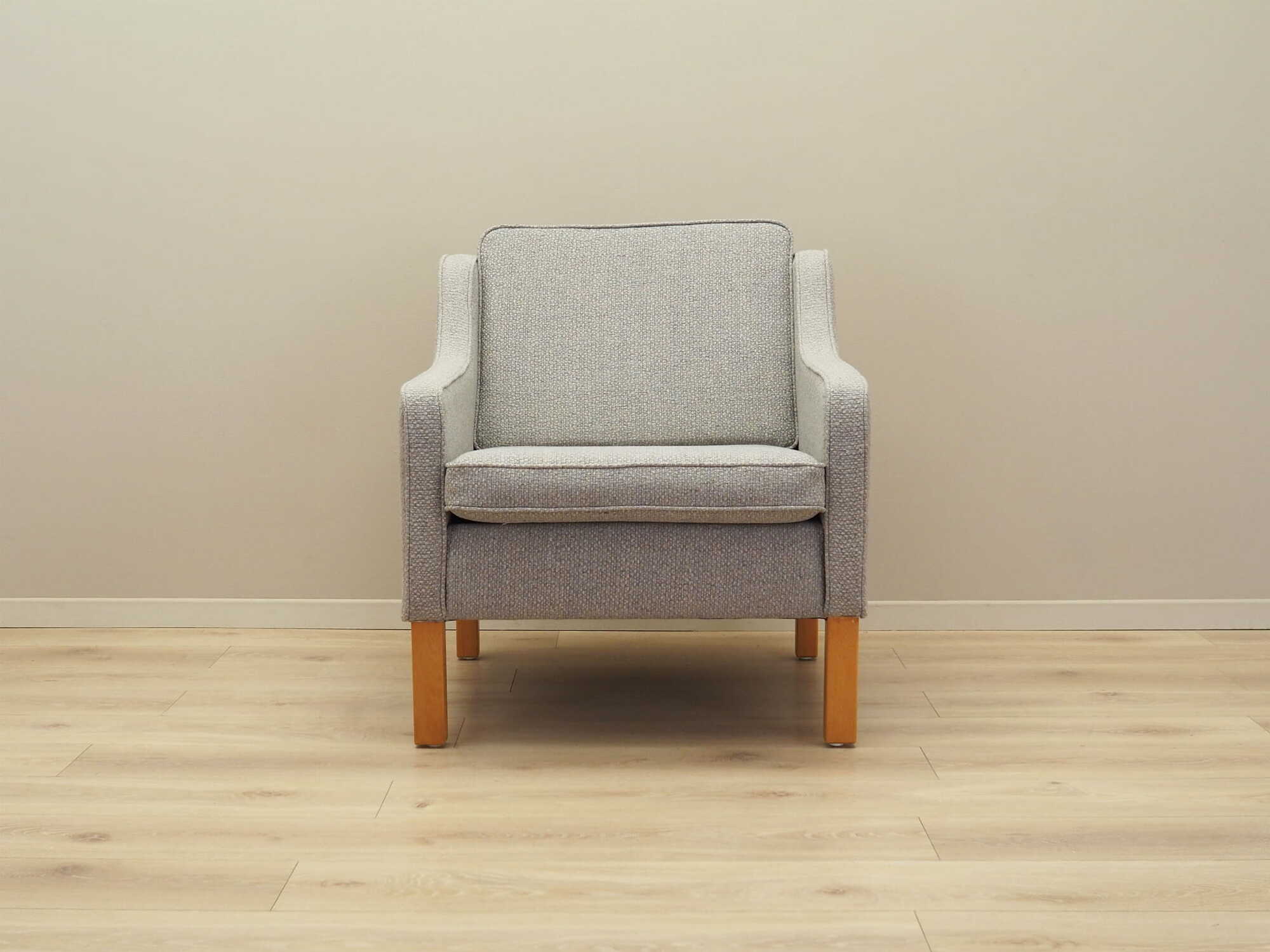 Vintage armchair beech wood textile grey 1970s 3