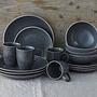Kombiservice INDUSTRIAL CHIC 16er Set Steingut Schwarz 2
