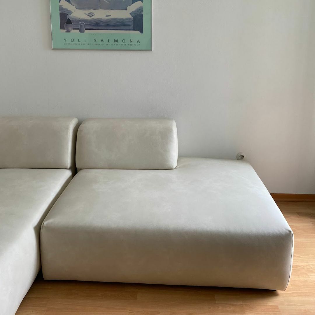 Pyllow Sofa Récamiere Links Kunstleder Creme Weiß 2