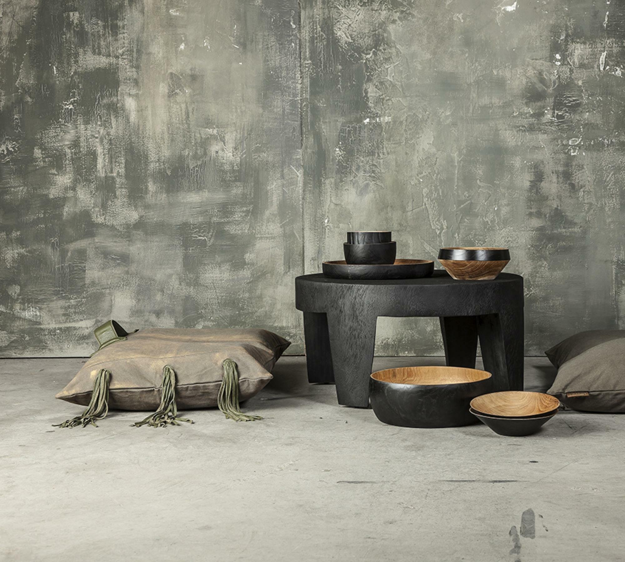 Klärfall -Sitzkissen Leder Graubraun 80 x 80cm 1