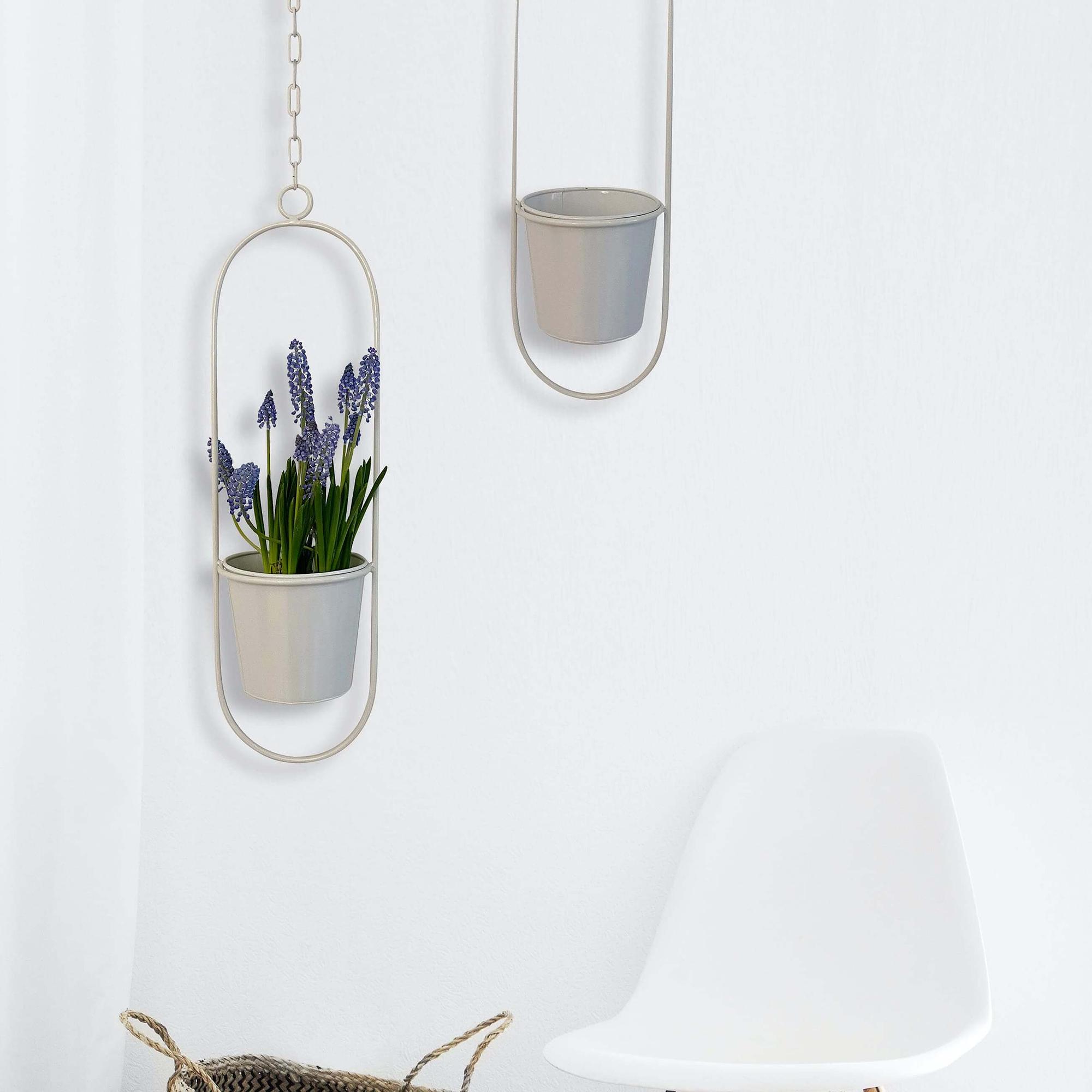 Hanging pot Metal Oval White 3
