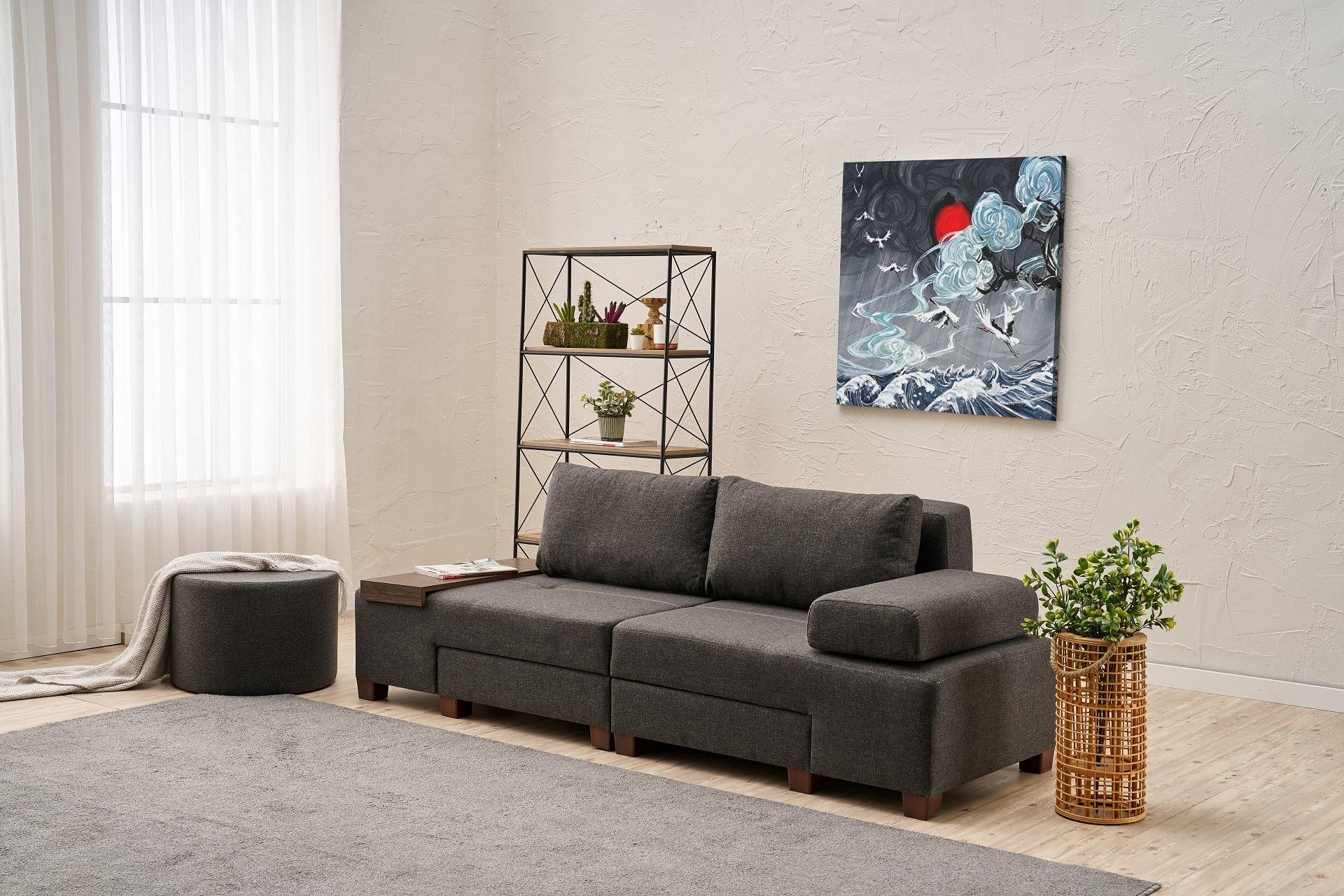 Perenna Sofa 3-Sitzer Leinen Anthrazit 1