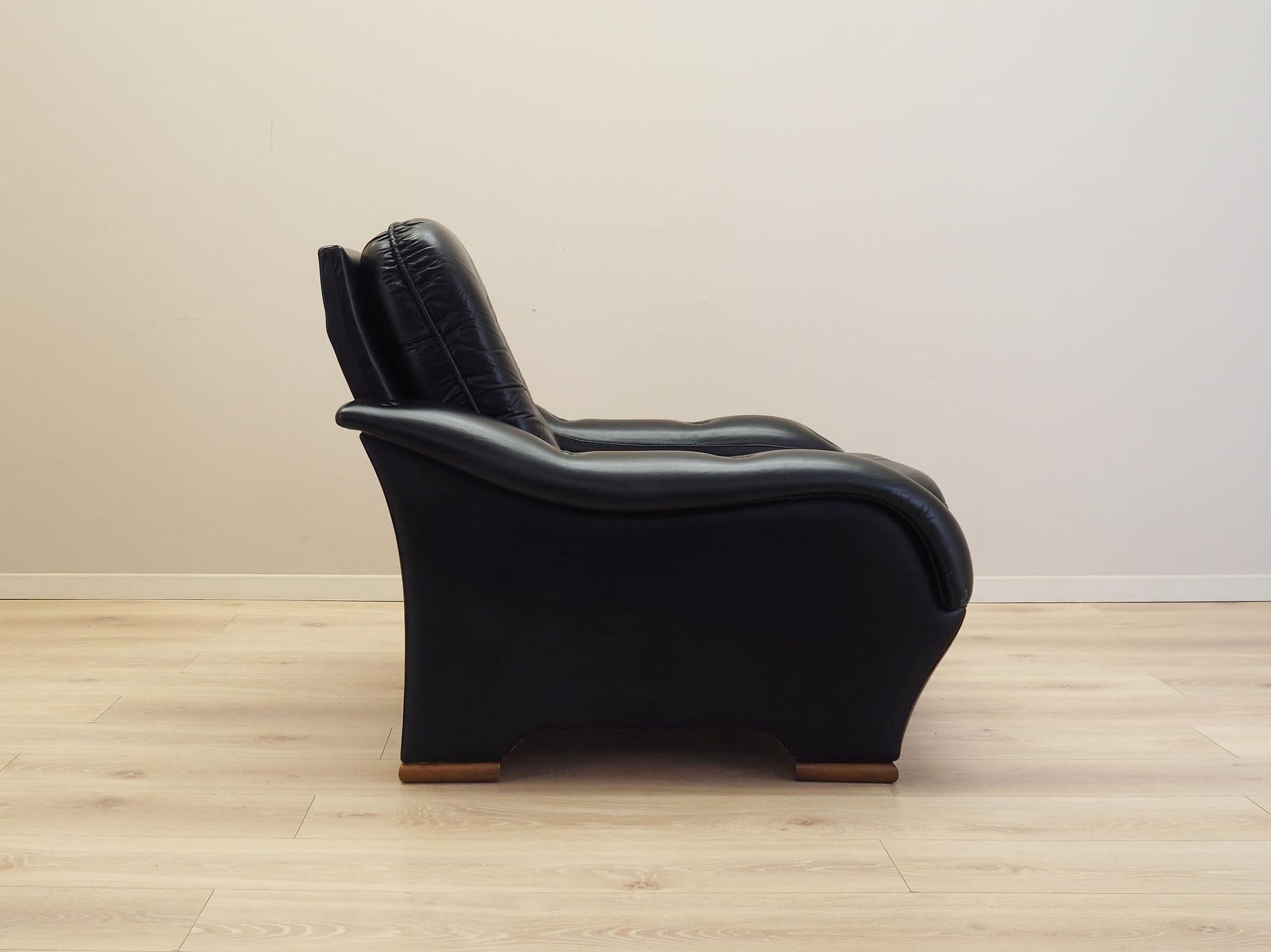 Armchair Faux Leather Black 1980s 8