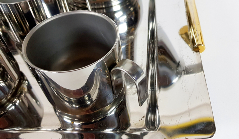 Vintage Espresso-Set Edelstahl Silber 3