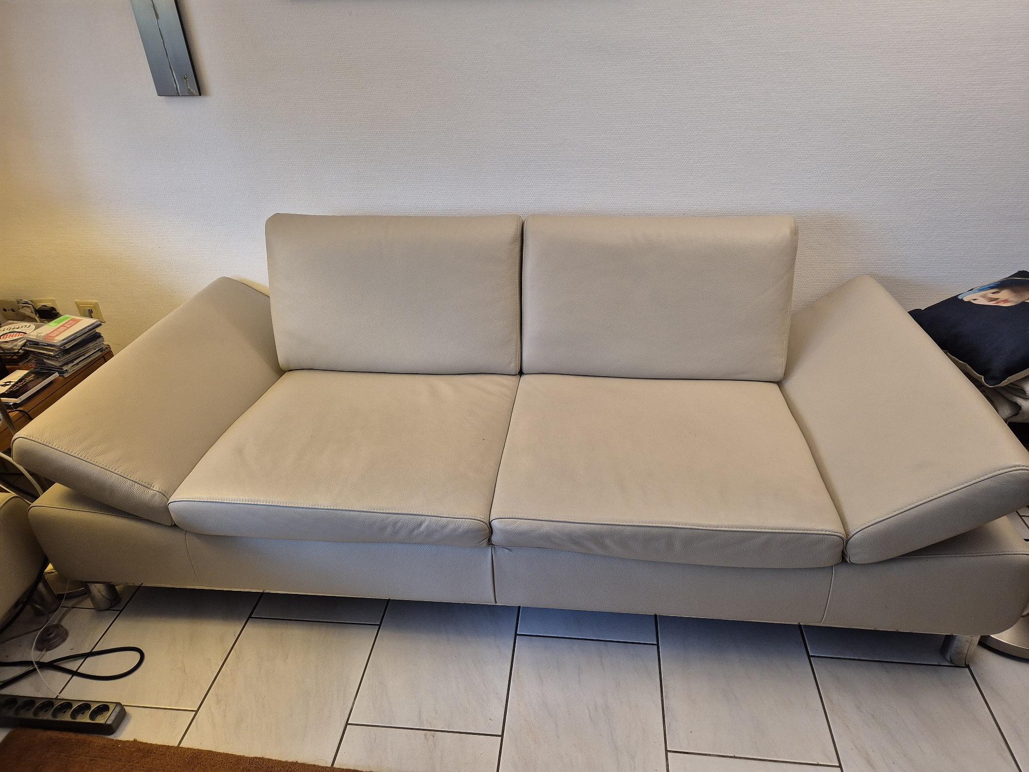 Sofa 3-seater sofa incl. arm and back function leather beige 0