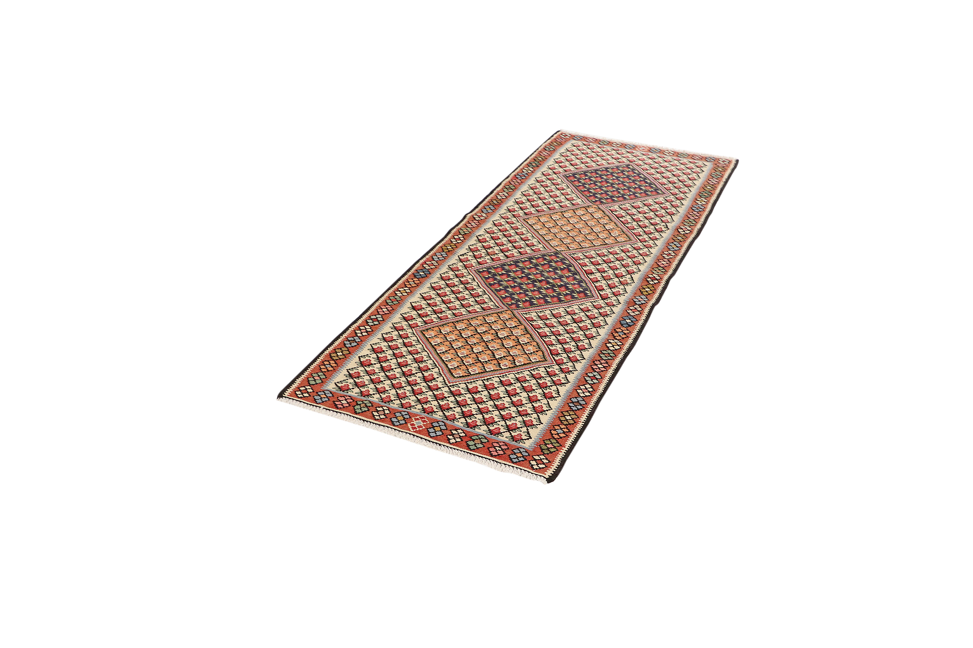 Kilim Senneh Teppich Braun 3